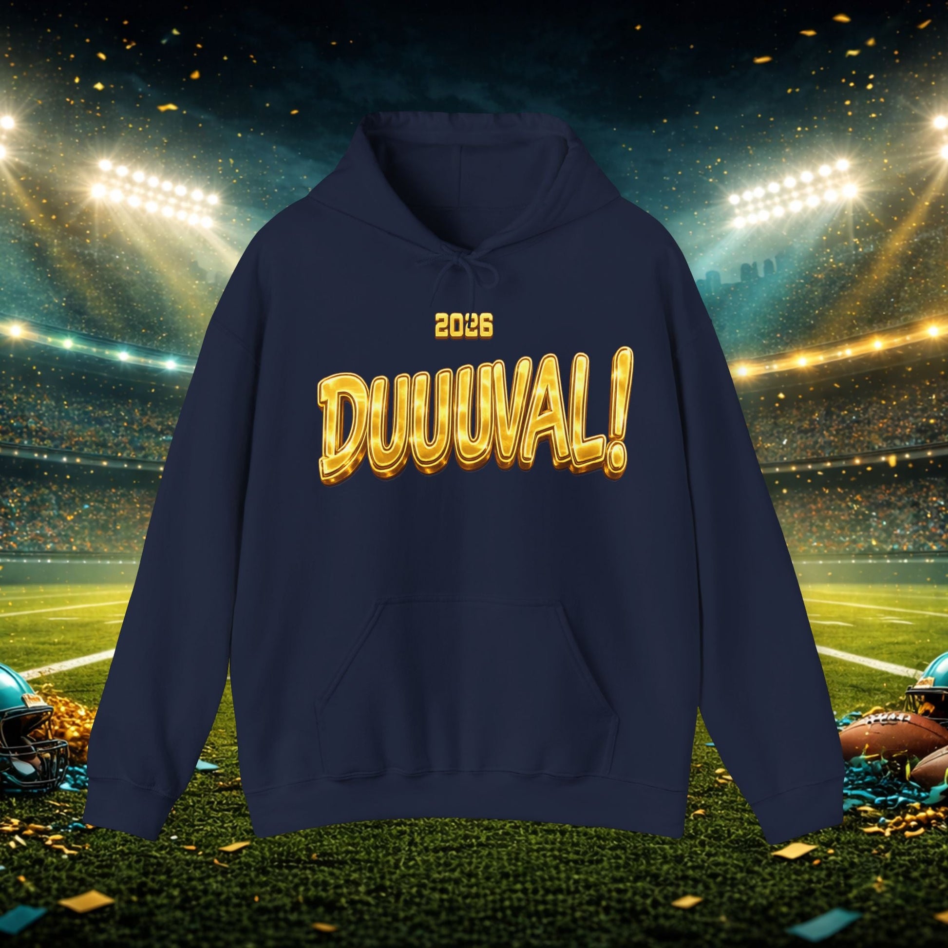 DUUUVAL Football Hoodie – "Locked In, Hunt Every Down" Team Pride Sweatshirt Printify