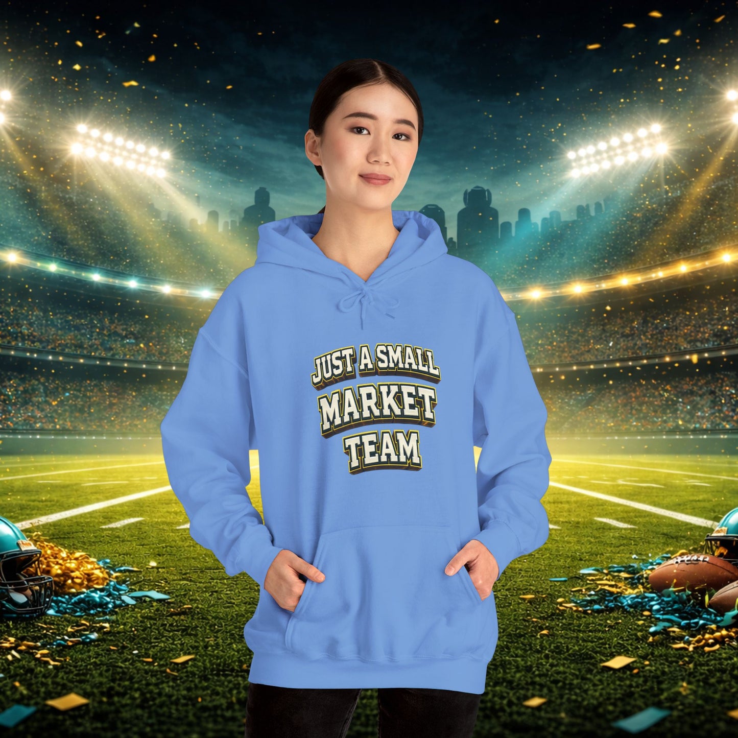 Big A Whoopin Hoodie — "Just a Small Market Team" Football Fan Sweatshirt Printify