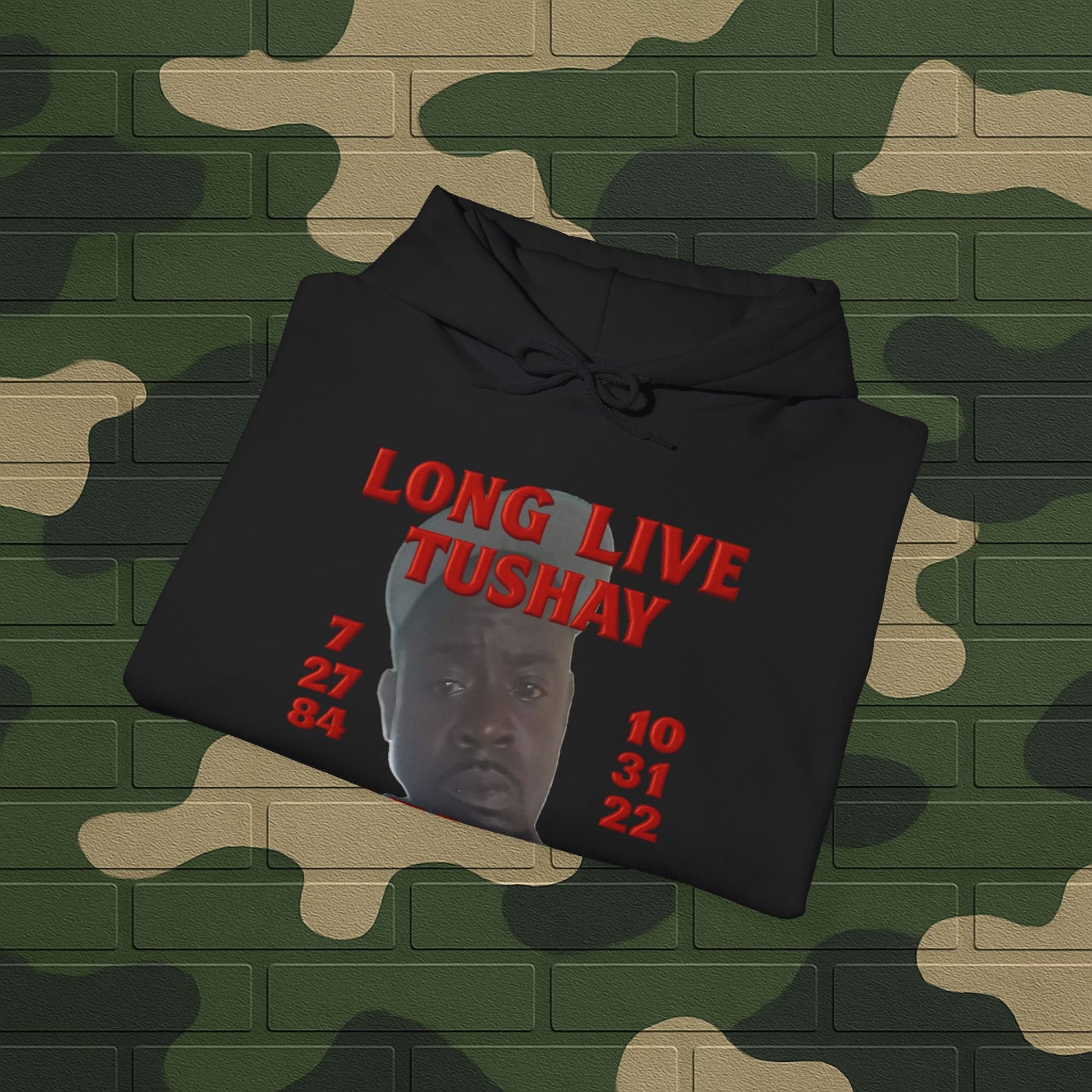 Hoodie — "Long Live Tushay" Memorial Hoodie with Lord's Prayer Back Printify