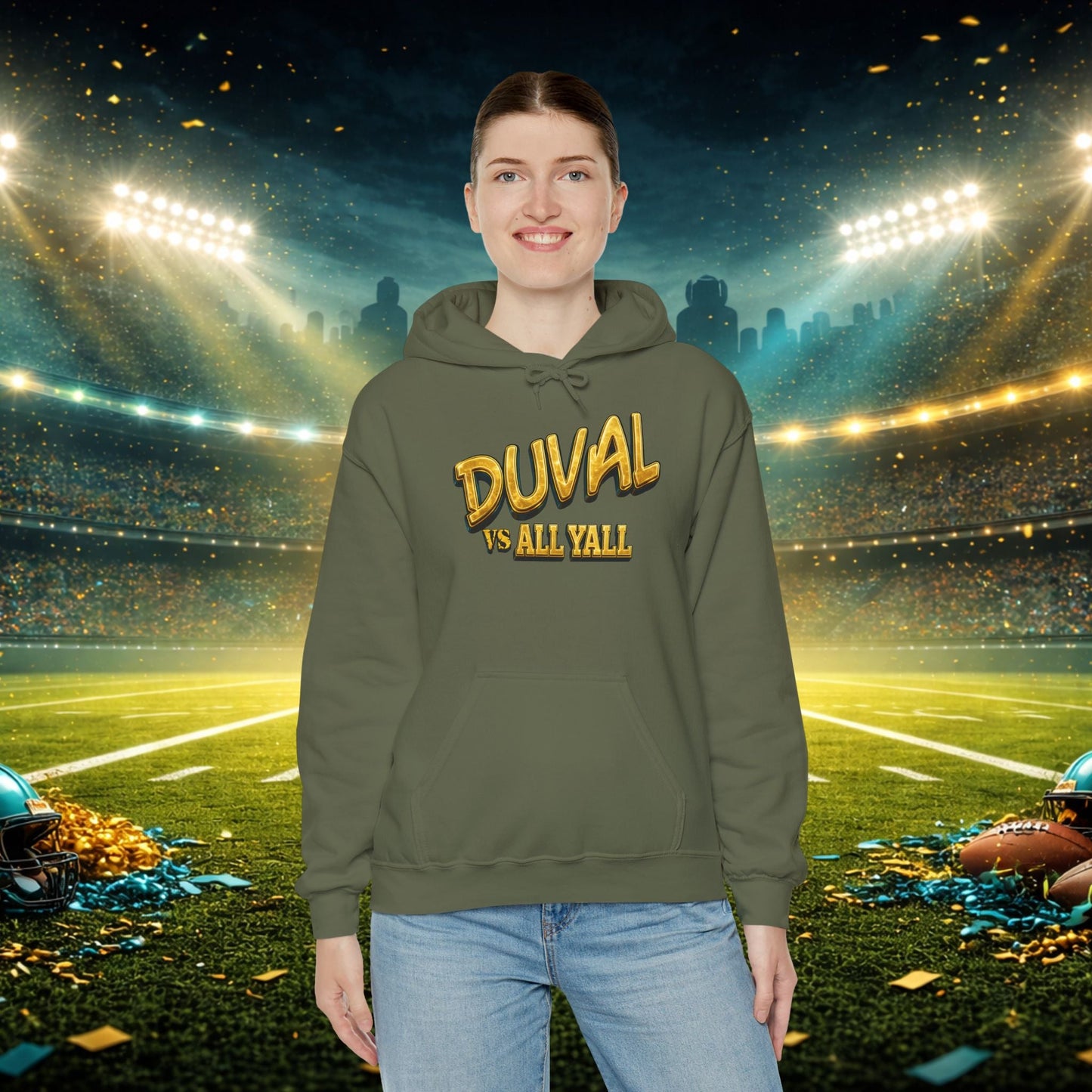 Duval vs All Y’all Hoodie — "Playoff Mode: Locked In" Football Fan Sweatshirt Printify