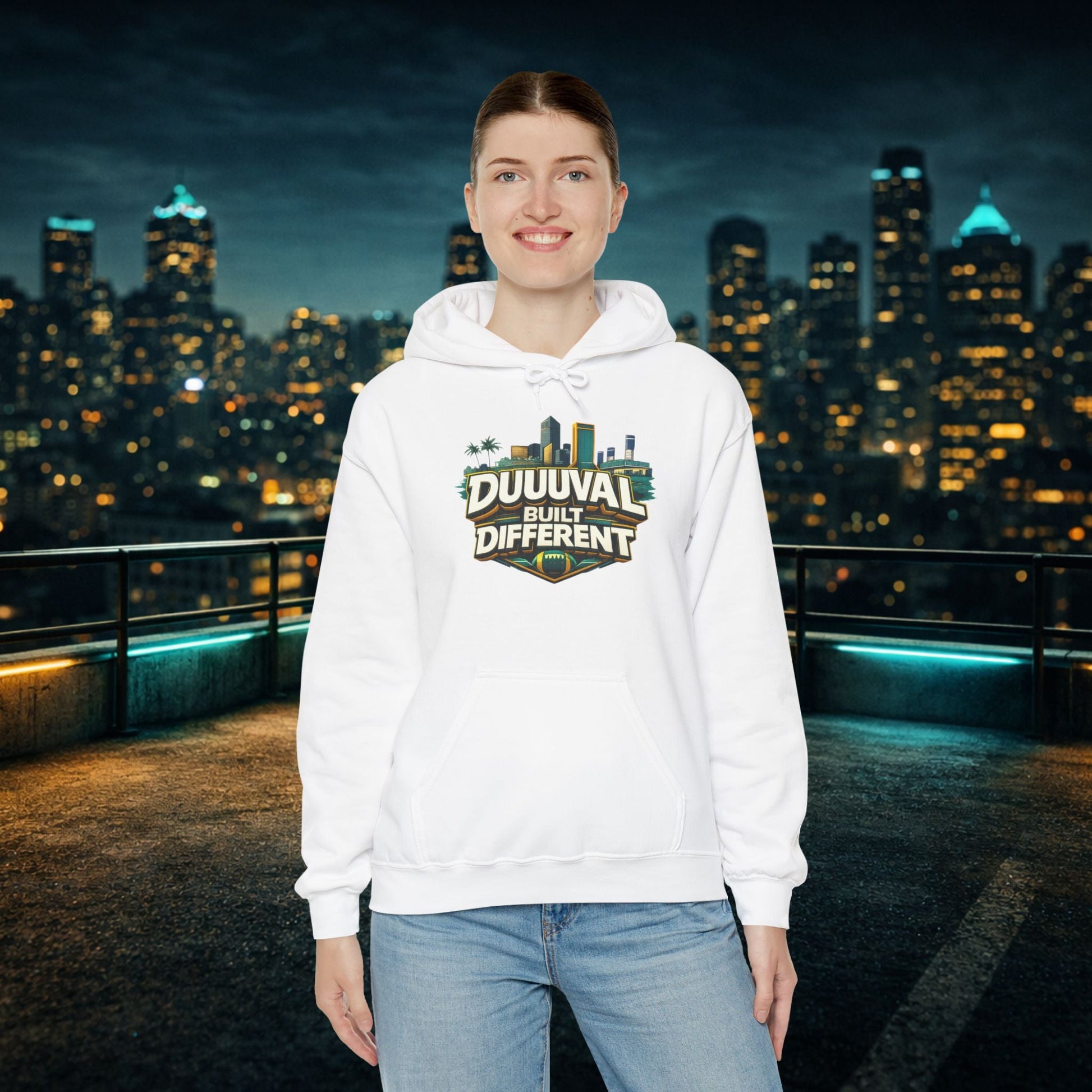 Duuuval Built Different / Defend The Bank Hoodie — Jacksonville Pride Graphic Hoodie Printify
