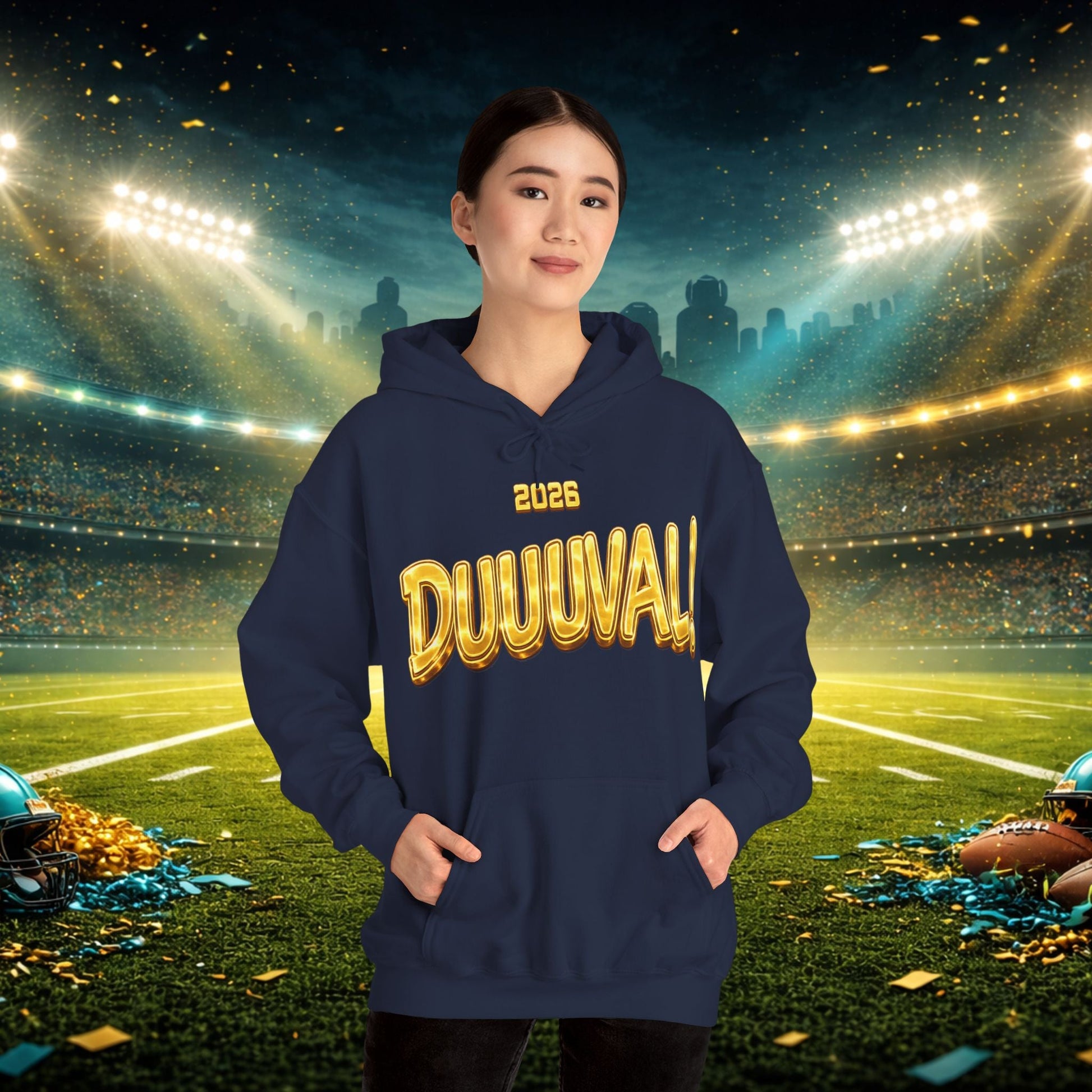DUUUVAL Football Hoodie – "Locked In, Hunt Every Down" Team Pride Sweatshirt Printify