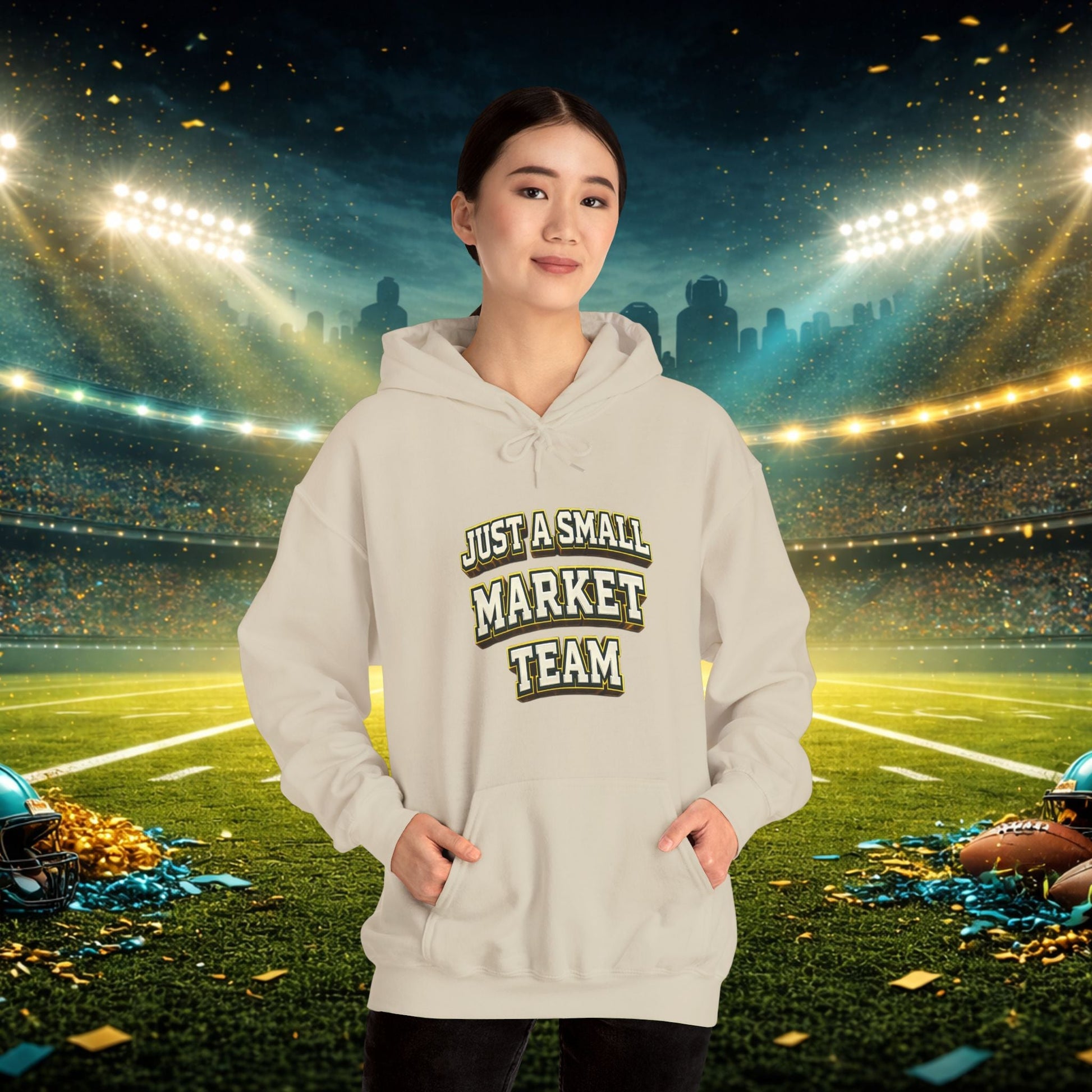 Big A Whoopin Hoodie — "Just a Small Market Team" Football Fan Sweatshirt Printify