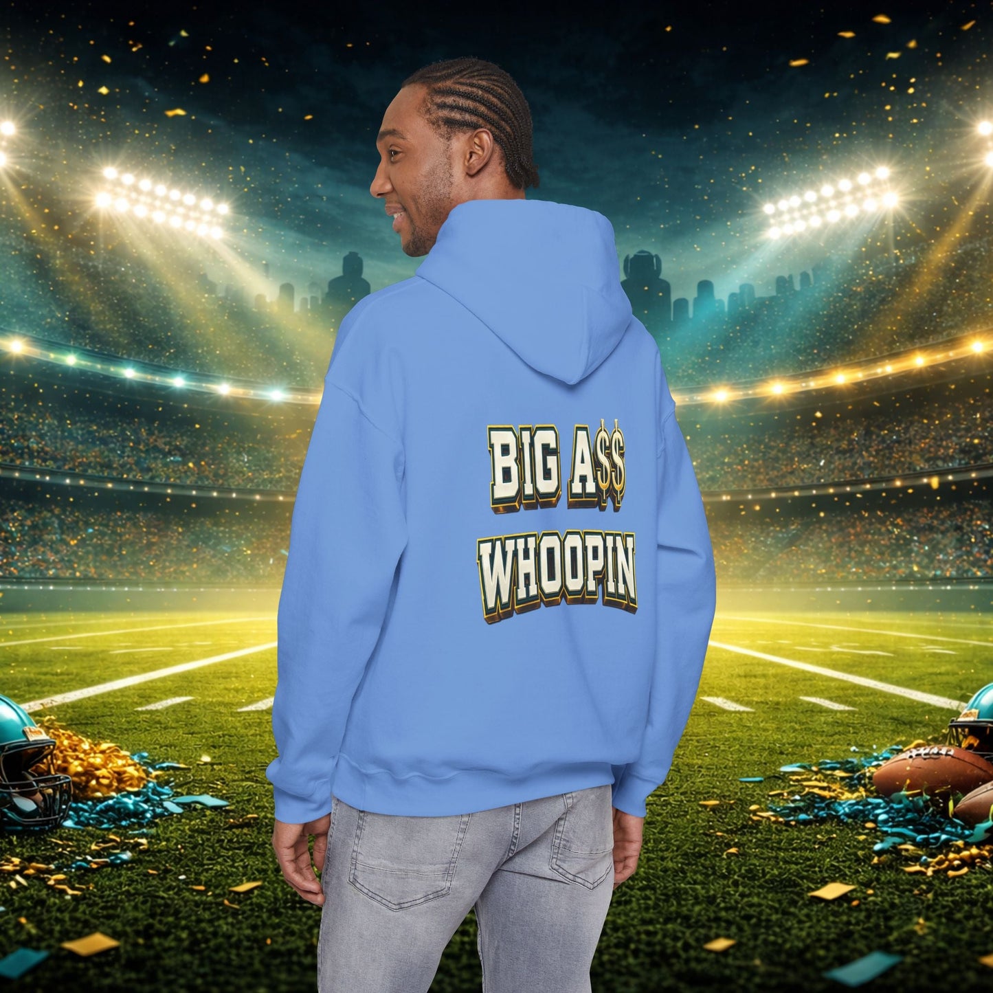 Big A Whoopin Hoodie — "Just a Small Market Team" Football Fan Sweatshirt Printify