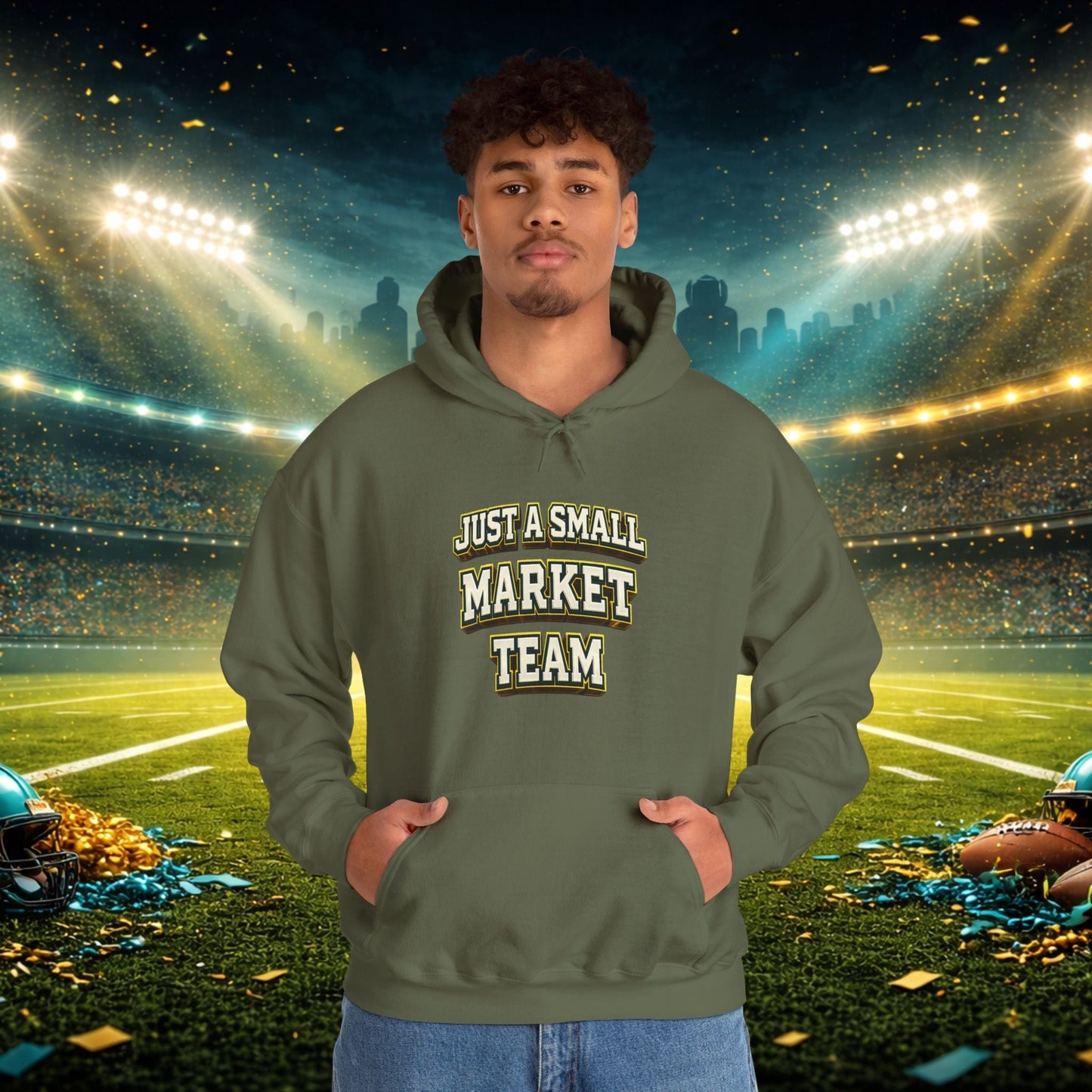 Big A Whoopin Hoodie — "Just a Small Market Team" Football Fan Sweatshirt Printify