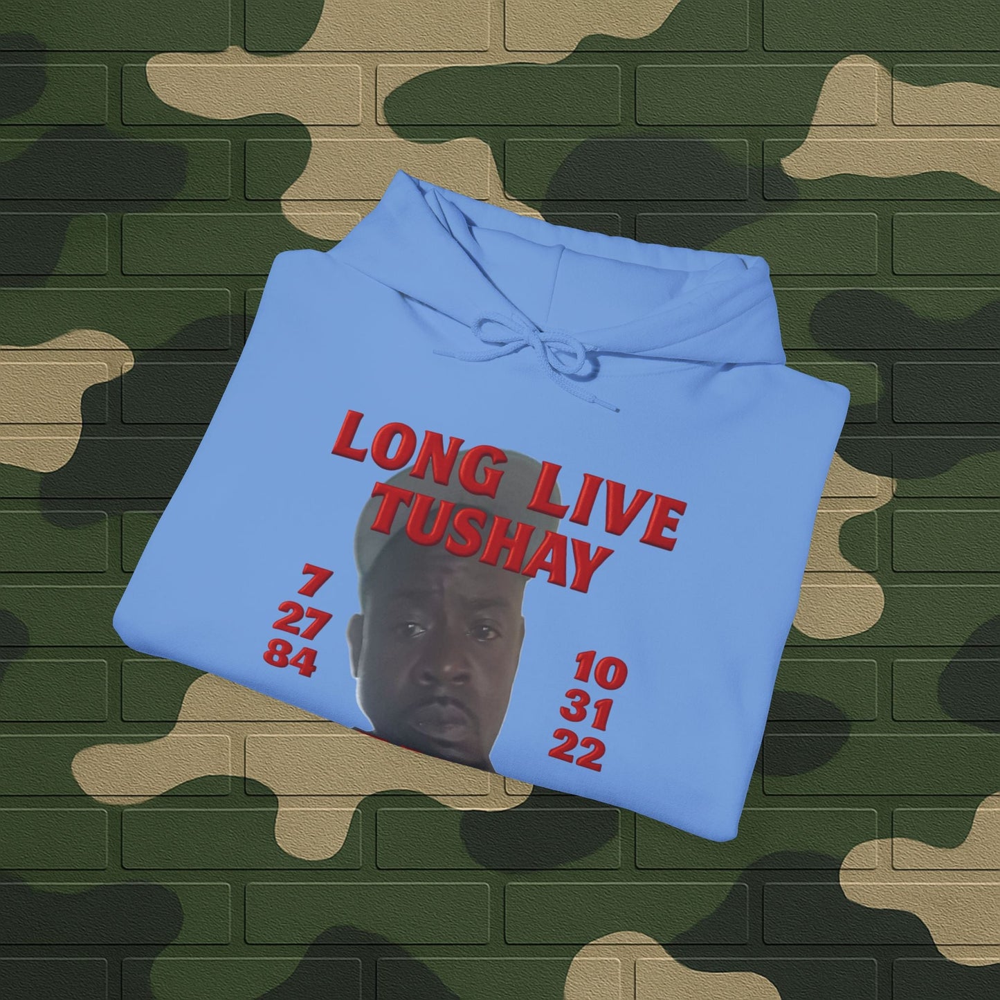 Hoodie — "Long Live Tushay" Memorial Hoodie with Lord's Prayer Back Printify