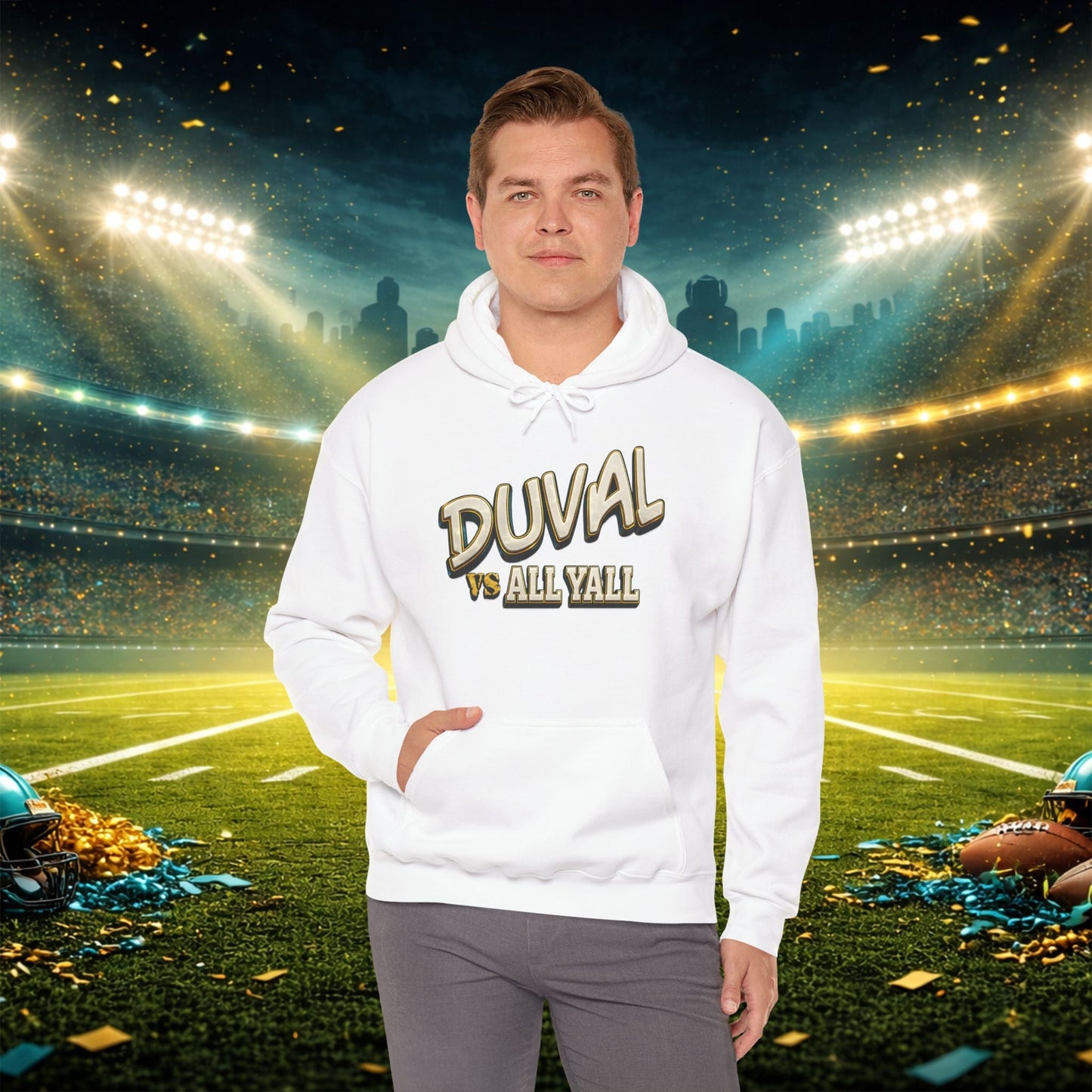 Duval vs All Y’all Hoodie — "Playoff Mode: Locked In" Football Fan Sweatshirt Printify