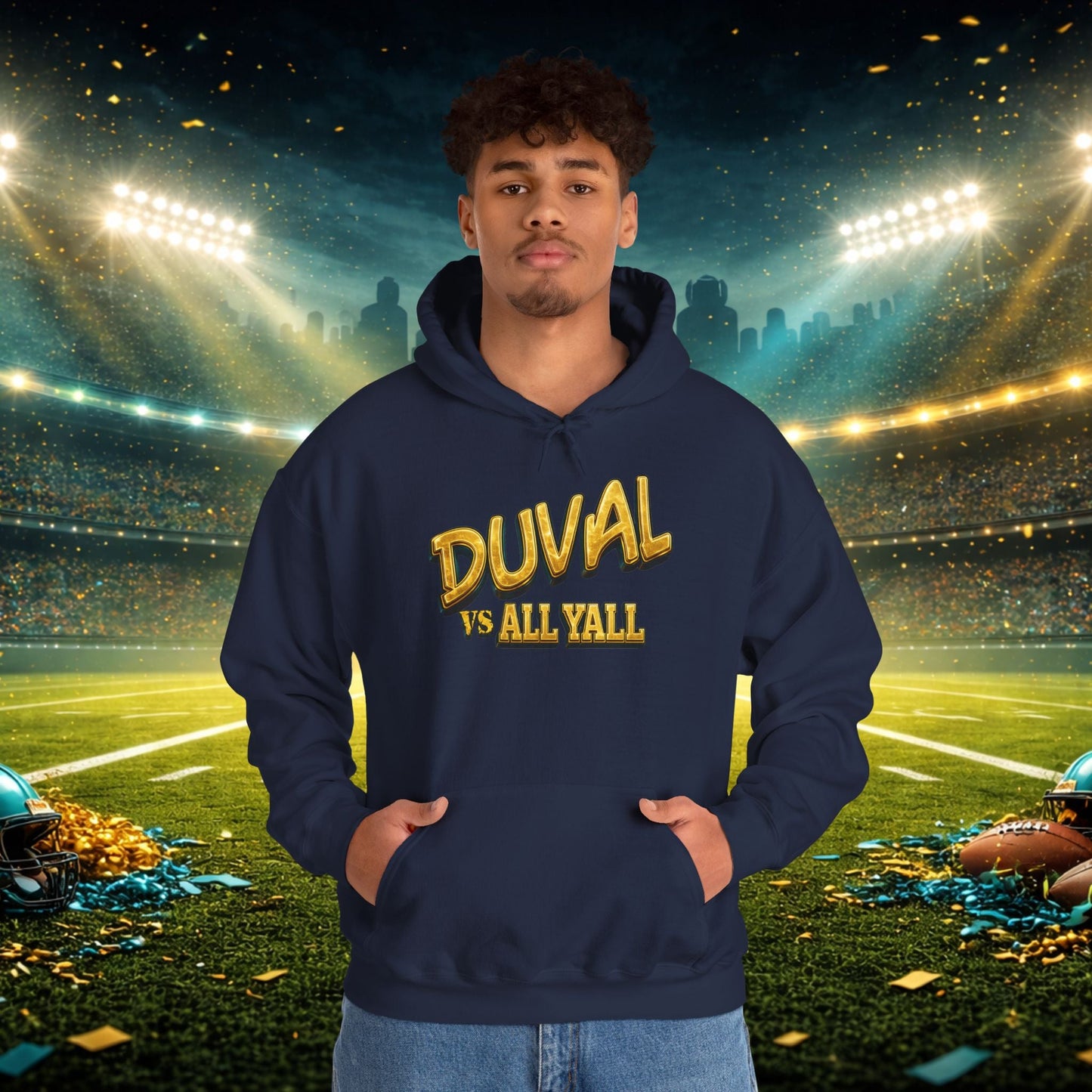 Duval vs All Y’all Hoodie — "Playoff Mode: Locked In" Football Fan Sweatshirt Printify