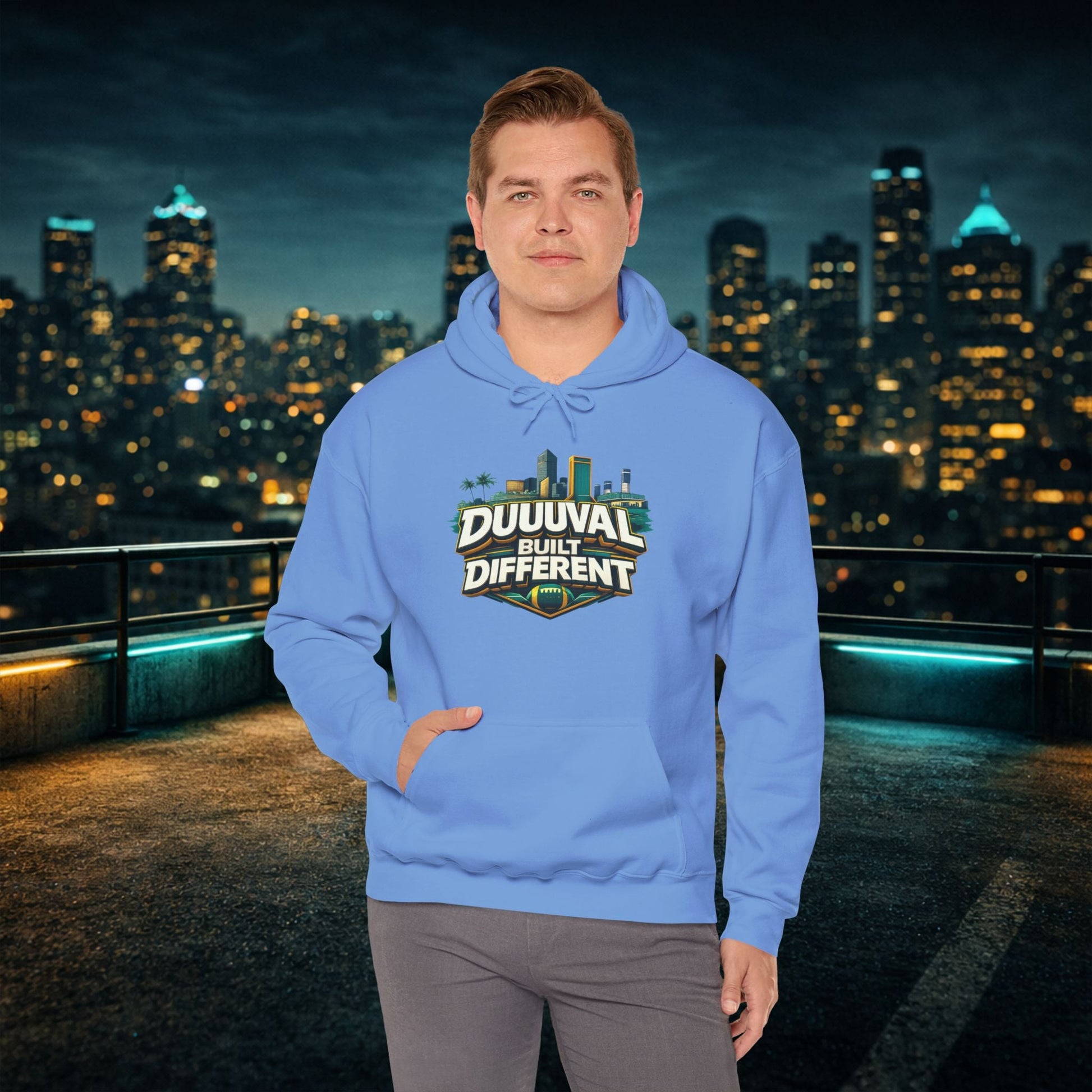 Duuuval Built Different / Defend The Bank Hoodie — Jacksonville Pride Graphic Hoodie Printify