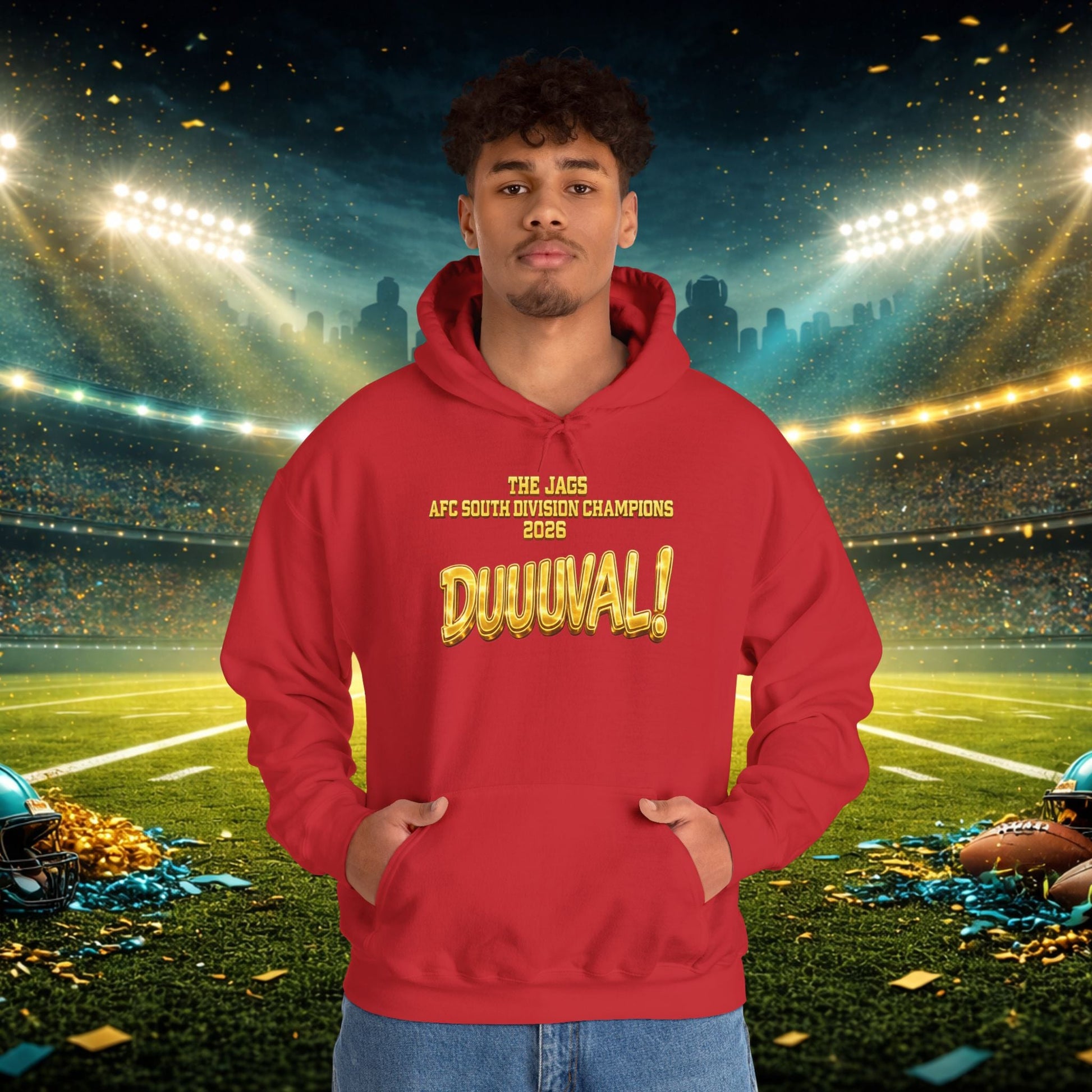 DUUUVAL Football Hoodie – "Locked In, Hunt Every Down" Team Pride Sweatshirt Printify
