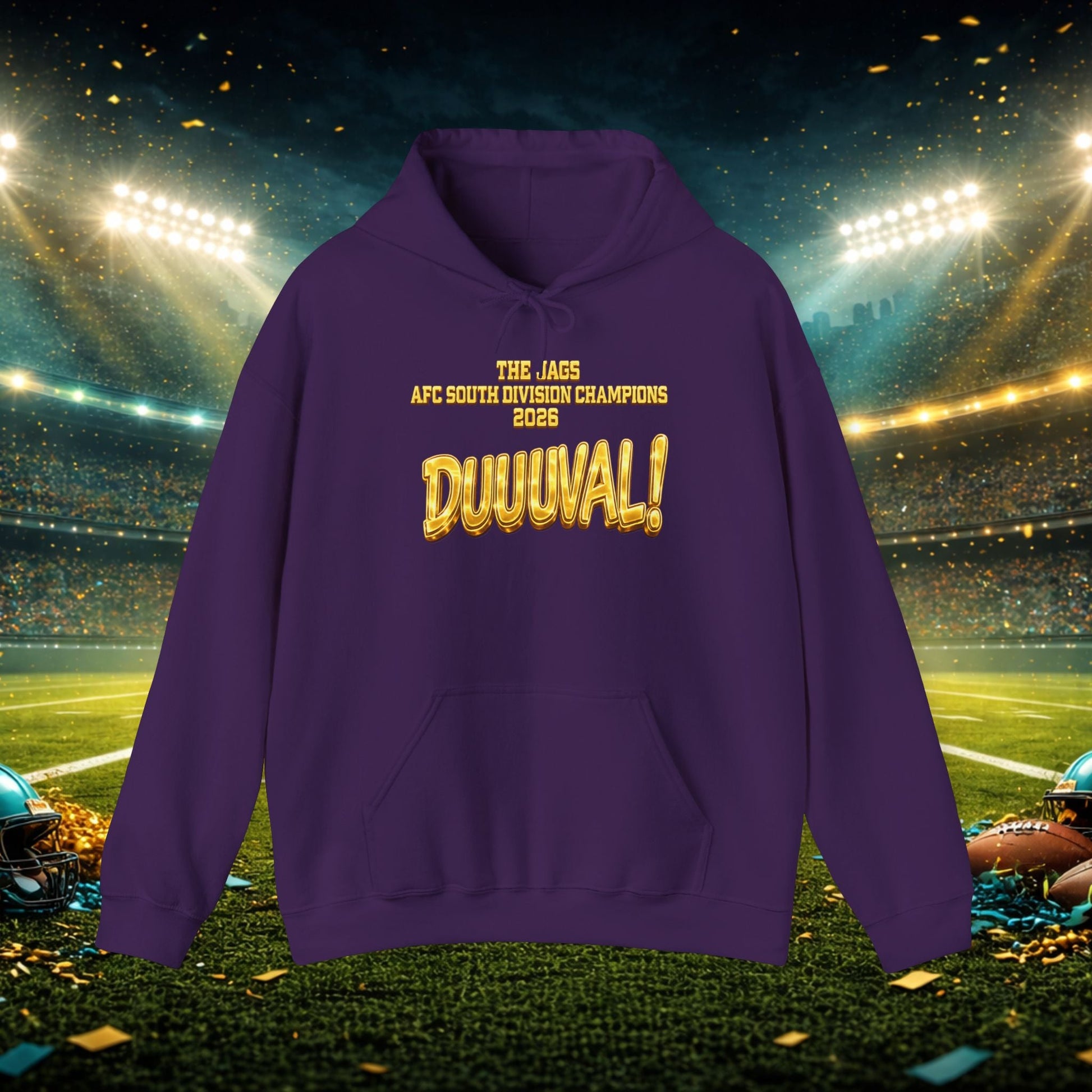 DUUUVAL Football Hoodie – "Locked In, Hunt Every Down" Team Pride Sweatshirt Printify