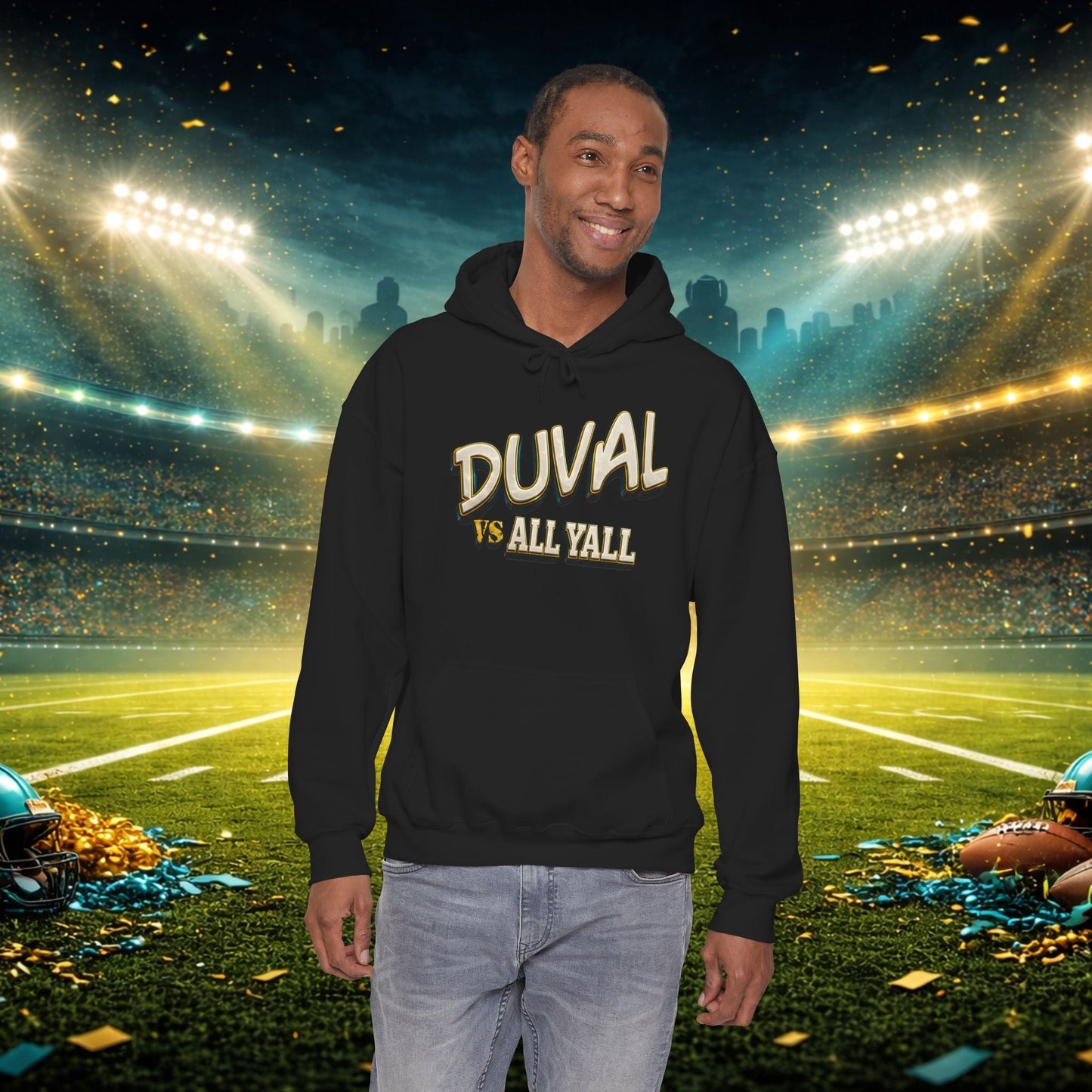 Duval vs All Y’all Hoodie — "Playoff Mode: Locked In" Football Fan Sweatshirt Printify