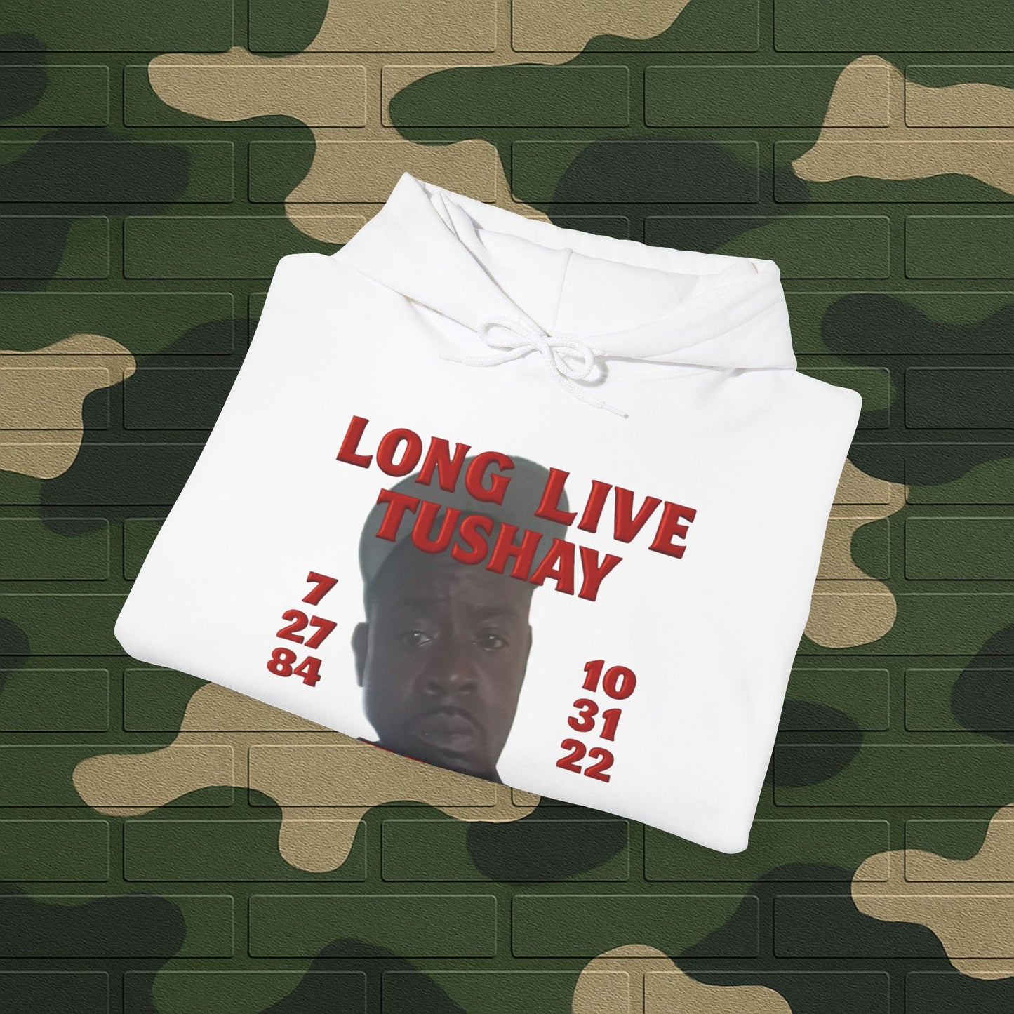 Hoodie — "Long Live Tushay" Memorial Hoodie with Lord's Prayer Back Printify
