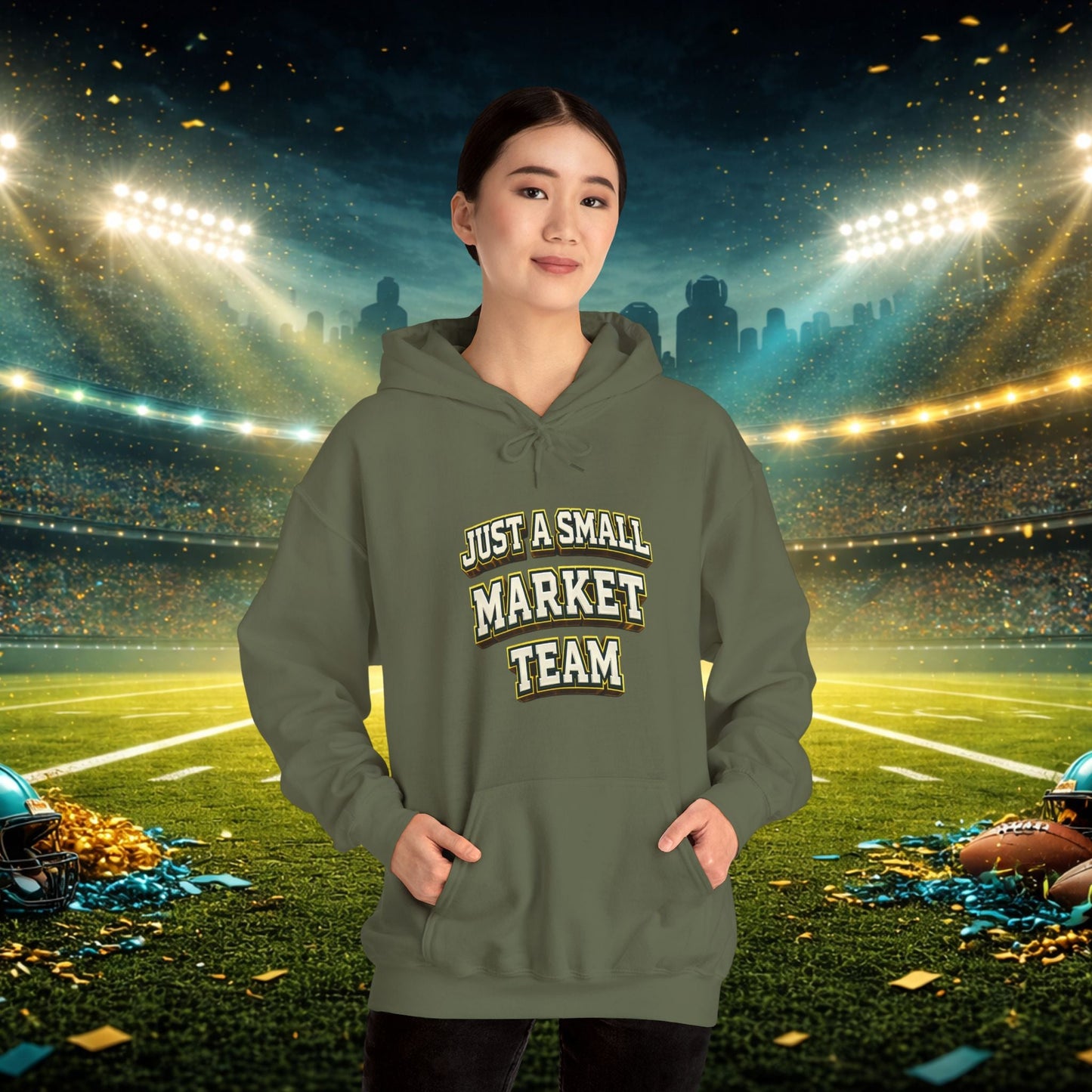 Big A Whoopin Hoodie — "Just a Small Market Team" Football Fan Sweatshirt Printify