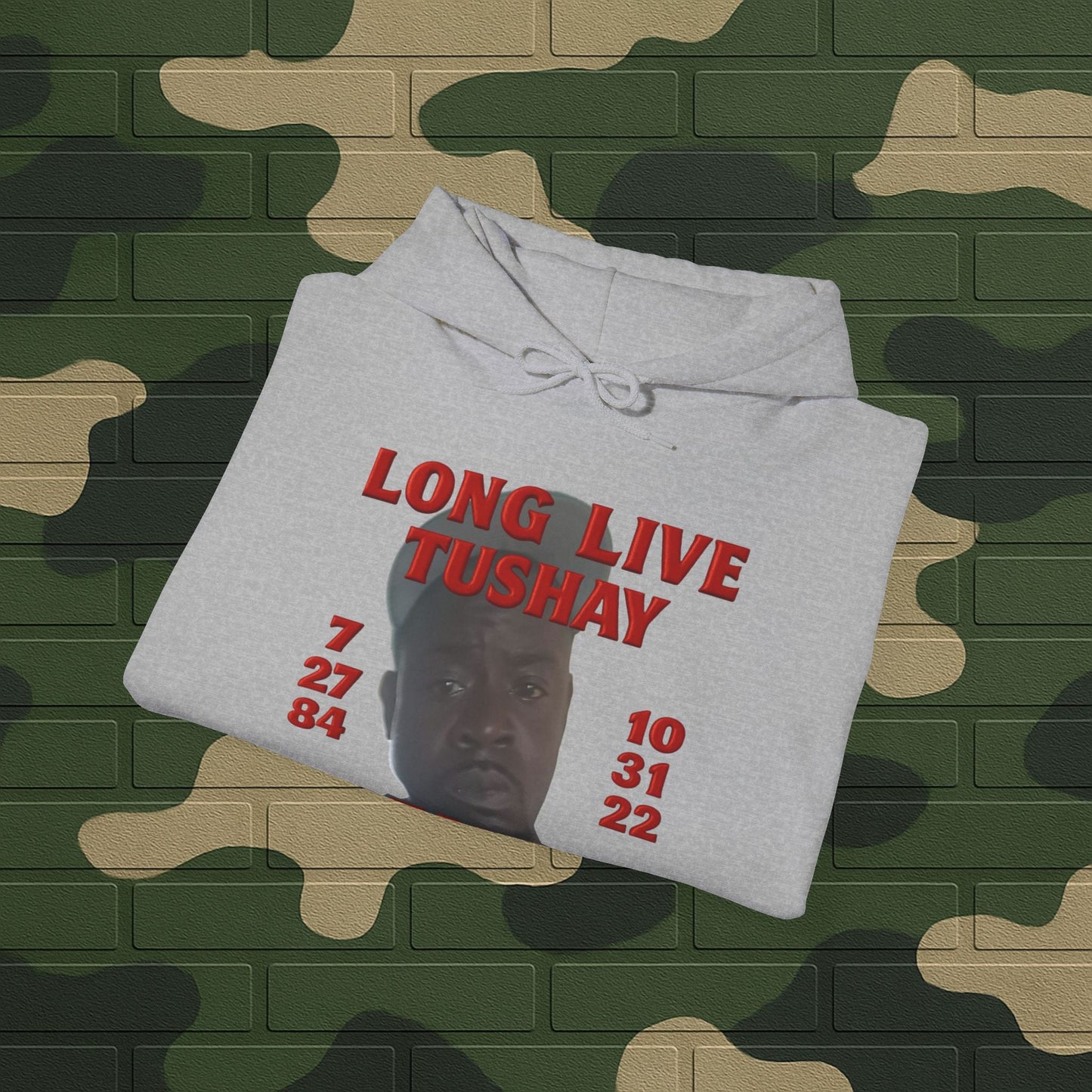 Hoodie — "Long Live Tushay" Memorial Hoodie with Lord's Prayer Back Printify