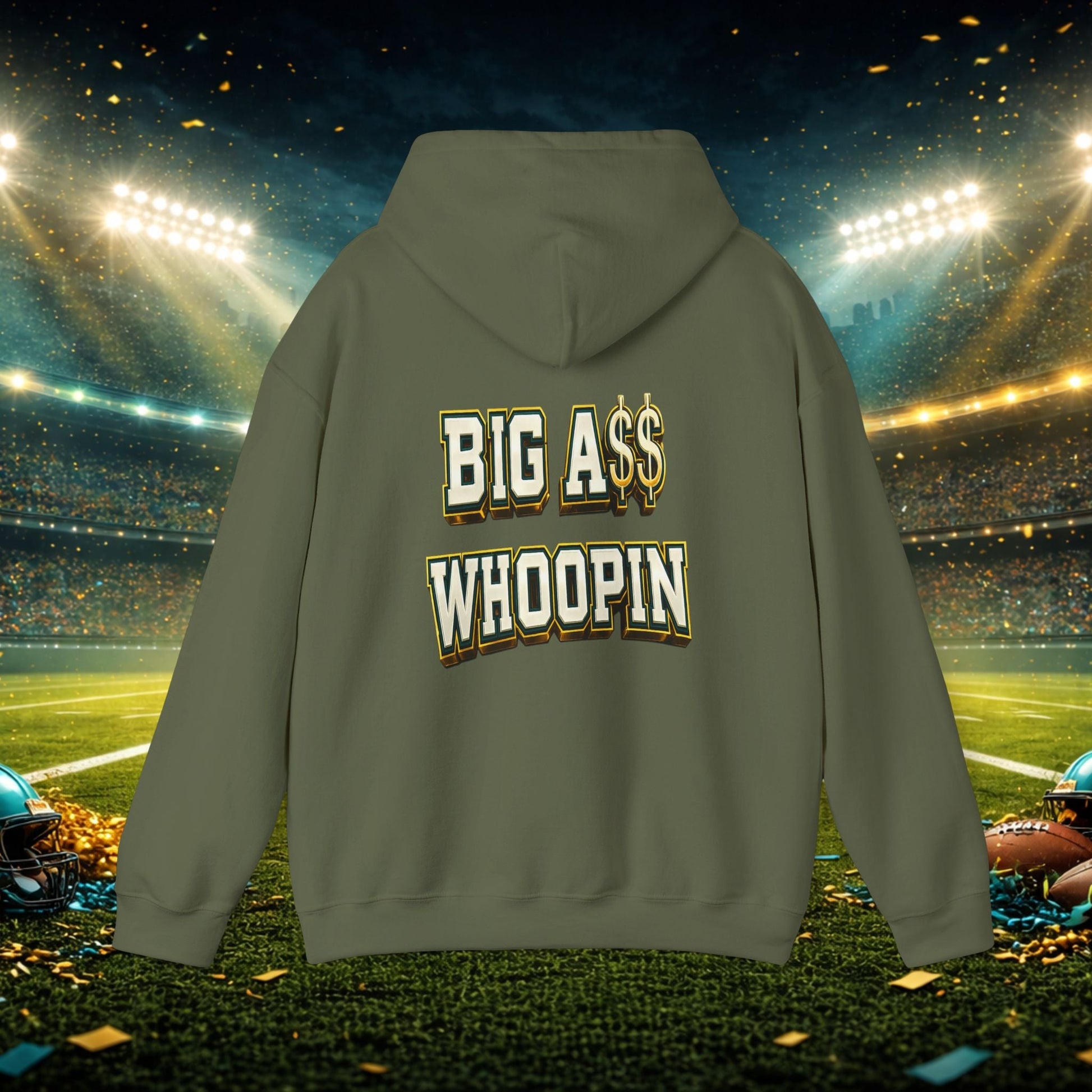Big A Whoopin Hoodie — "Just a Small Market Team" Football Fan Sweatshirt Printify
