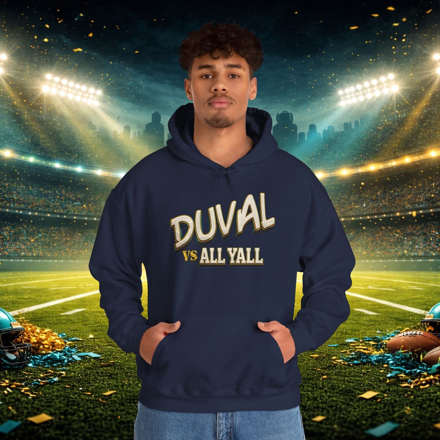 Duval vs All Y’all Hoodie — "Playoff Mode: Locked In" Football Fan Sweatshirt Printify