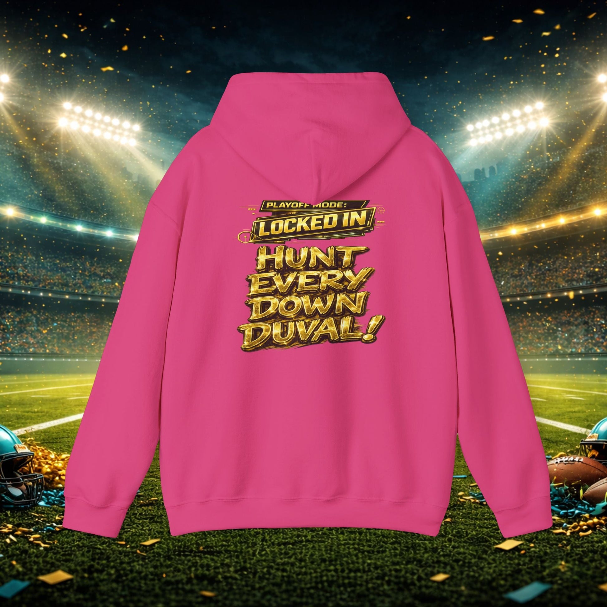 DUUUVAL Football Hoodie – "Locked In, Hunt Every Down" Team Pride Sweatshirt Printify