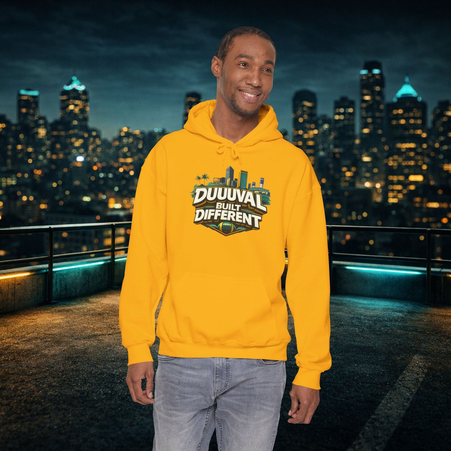 Duuuval Built Different / Defend The Bank Hoodie — Jacksonville Pride Graphic Hoodie Printify