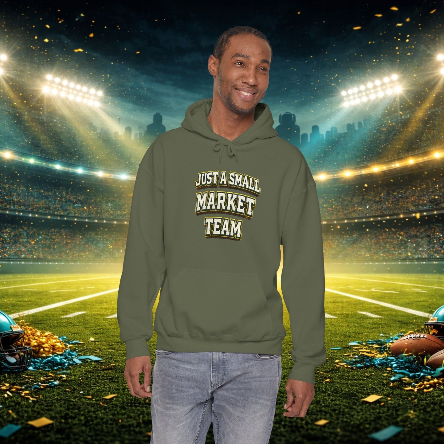 Big A Whoopin Hoodie — "Just a Small Market Team" Football Fan Sweatshirt Printify