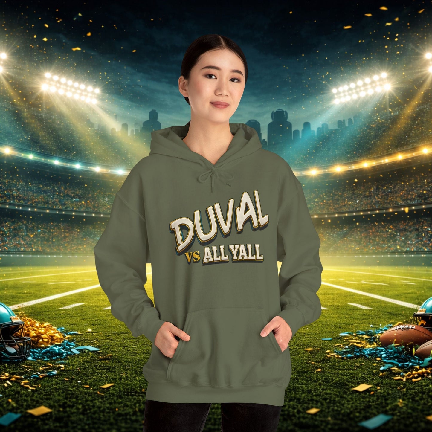 Duval vs All Y’all Hoodie — "Playoff Mode: Locked In" Football Fan Sweatshirt Printify
