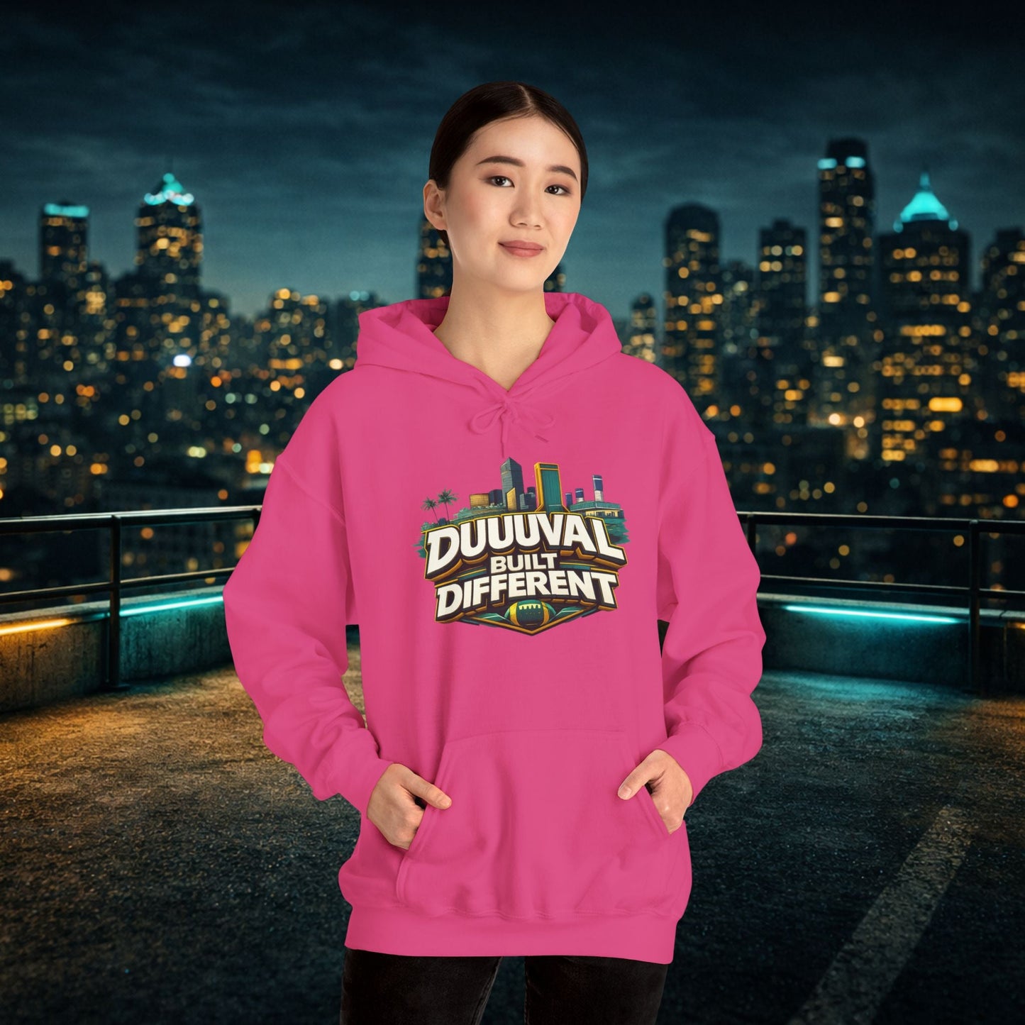 Duuuval Built Different / Defend The Bank Hoodie — Jacksonville Pride Graphic Hoodie Printify