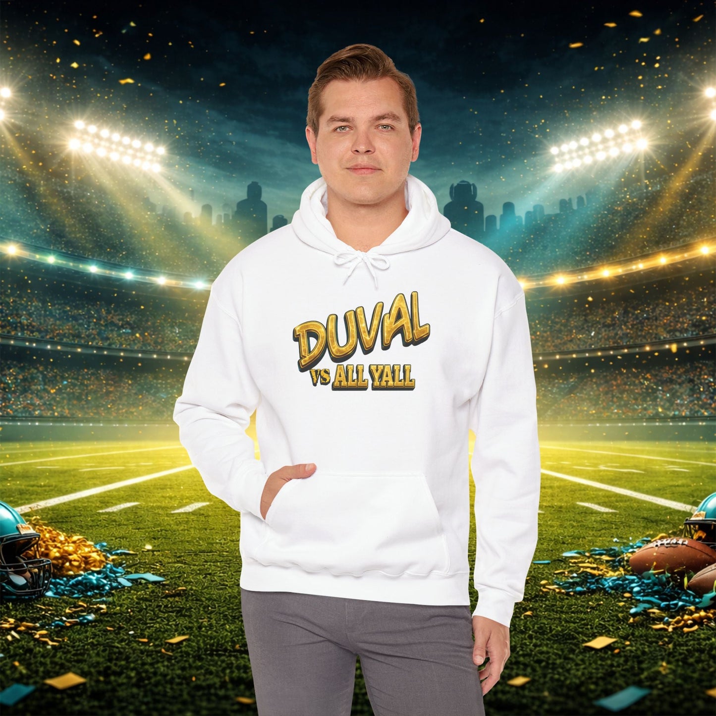 Duval vs All Y’all Hoodie — "Playoff Mode: Locked In" Football Fan Sweatshirt Printify