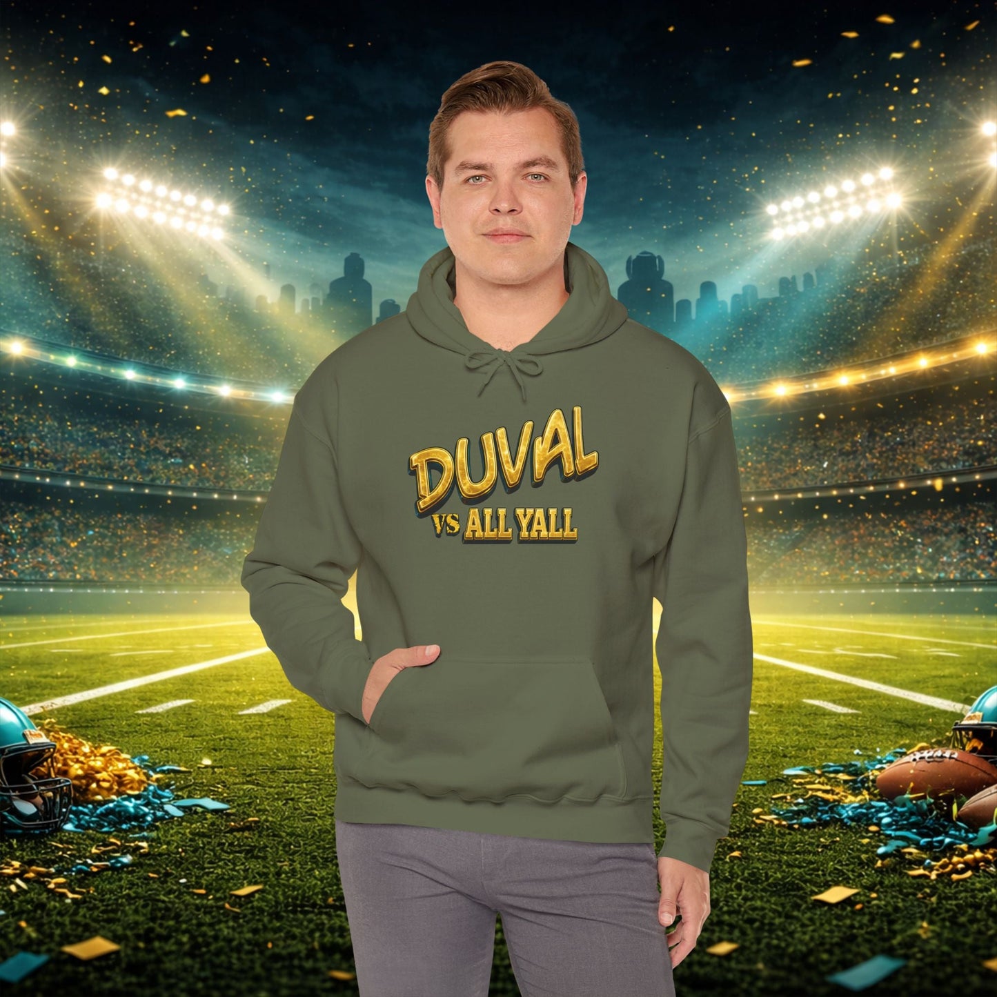 Duval vs All Y’all Hoodie — "Playoff Mode: Locked In" Football Fan Sweatshirt Printify