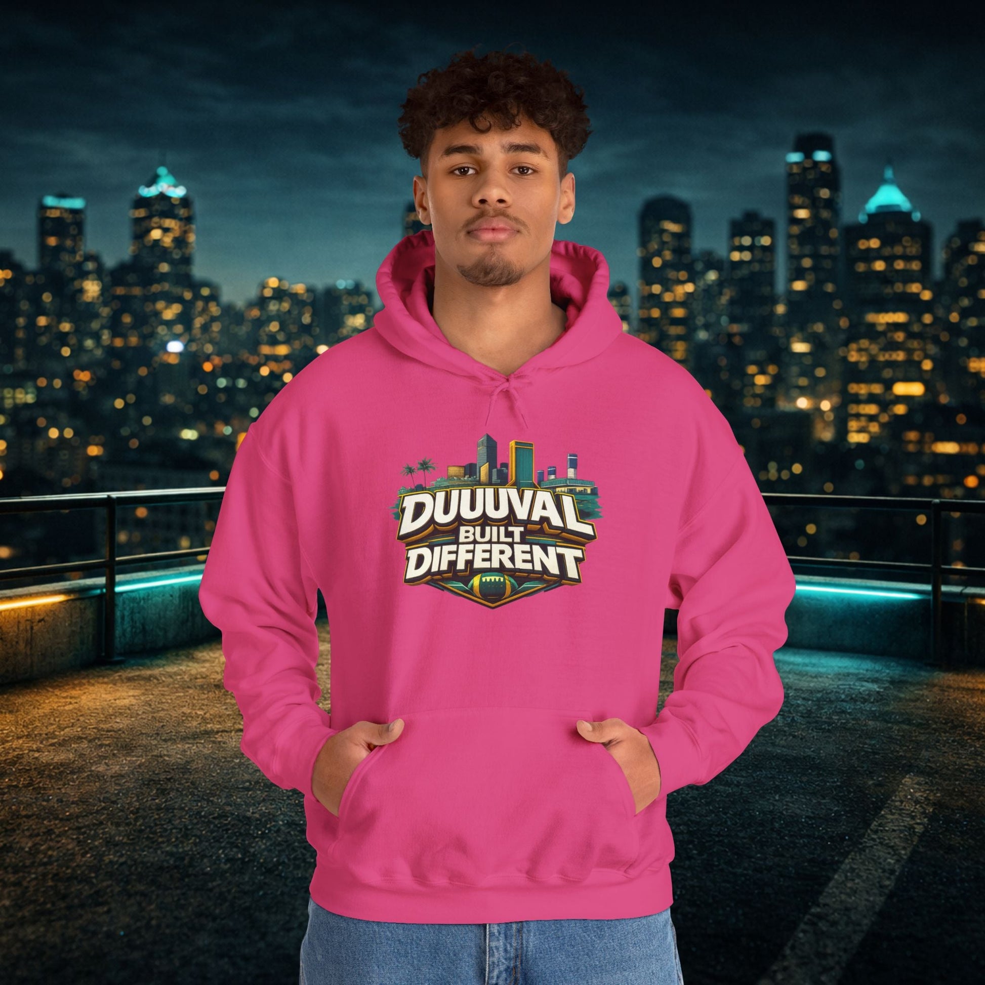 Duuuval Built Different / Defend The Bank Hoodie — Jacksonville Pride Graphic Hoodie Printify