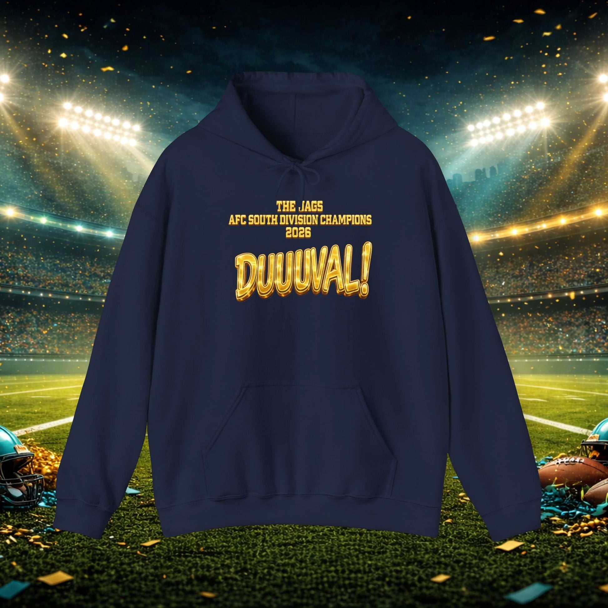 DUUUVAL Football Hoodie – "Locked In, Hunt Every Down" Team Pride Sweatshirt Printify