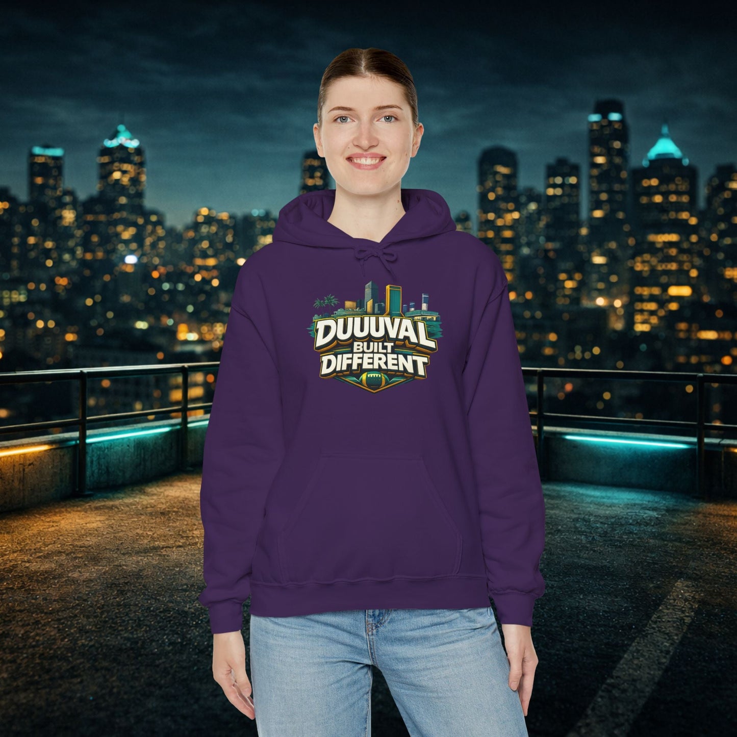 Duuuval Built Different / Defend The Bank Hoodie — Jacksonville Pride Graphic Hoodie Printify
