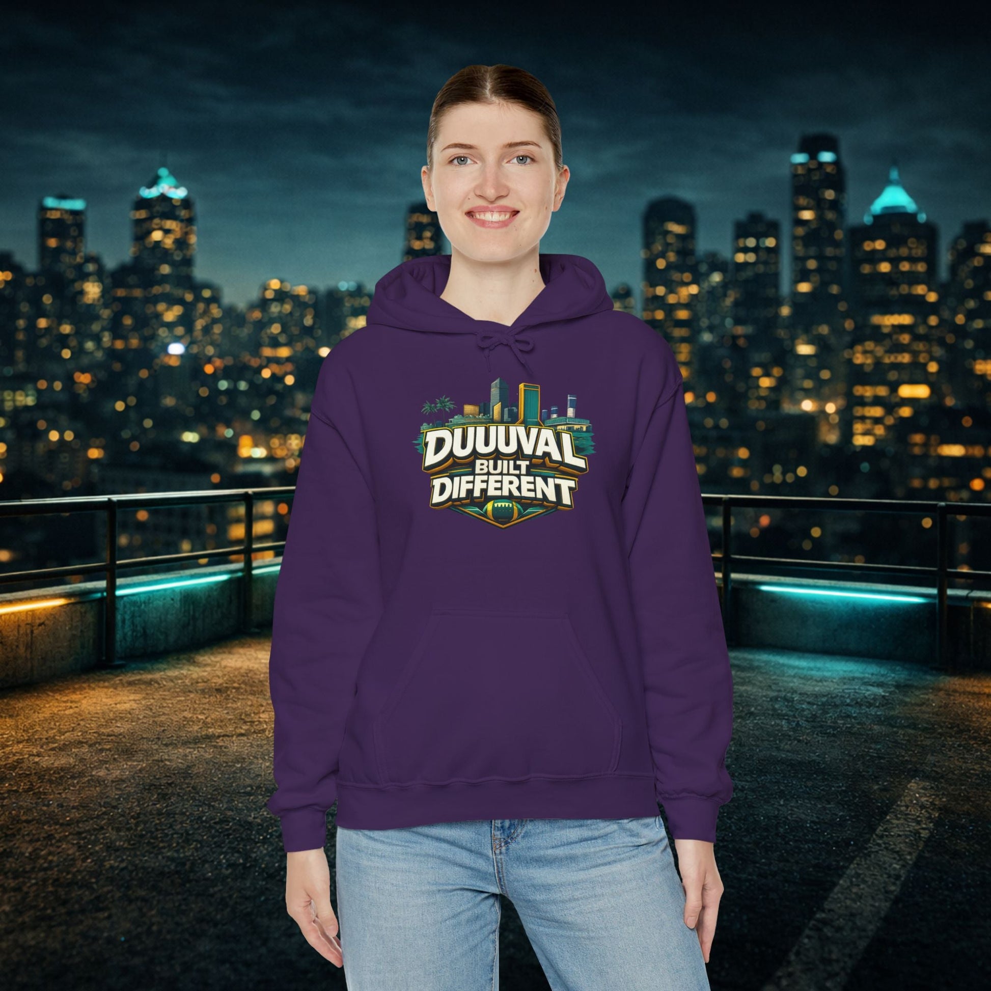 Duuuval Built Different / Defend The Bank Hoodie — Jacksonville Pride Graphic Hoodie Printify