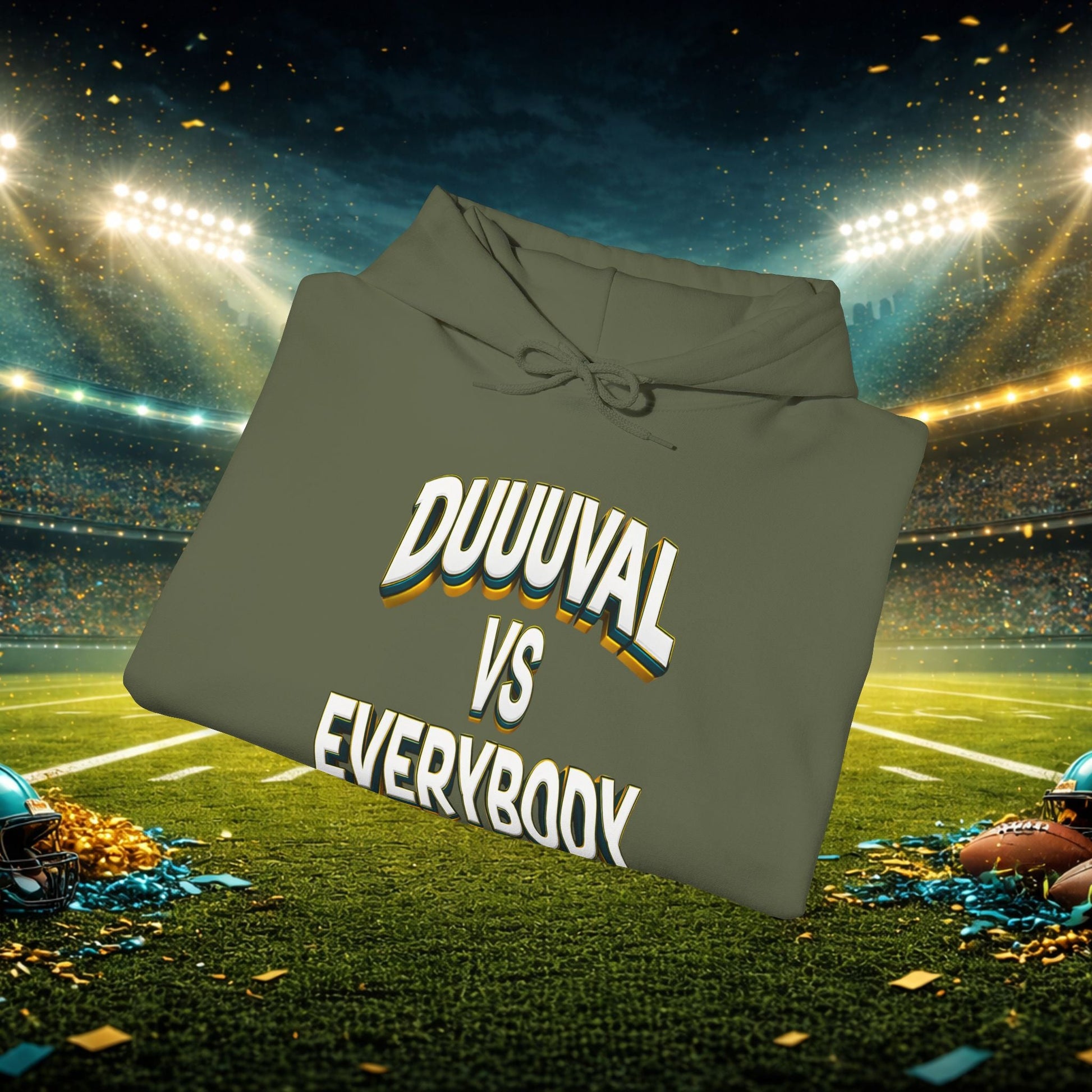 Defend The Bank Hoodie — "DUUUVAL vs EVERYBODY" Jacksonville Streetwear Hoodie Printify