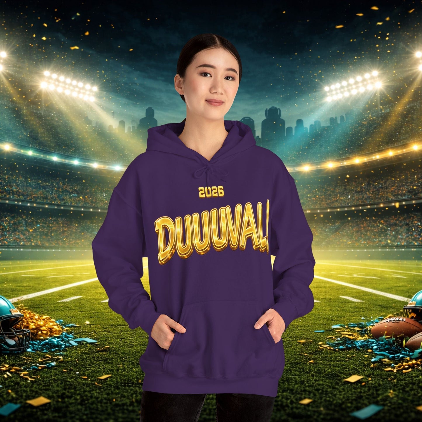 DUUUVAL Football Hoodie – "Locked In, Hunt Every Down" Team Pride Sweatshirt Printify