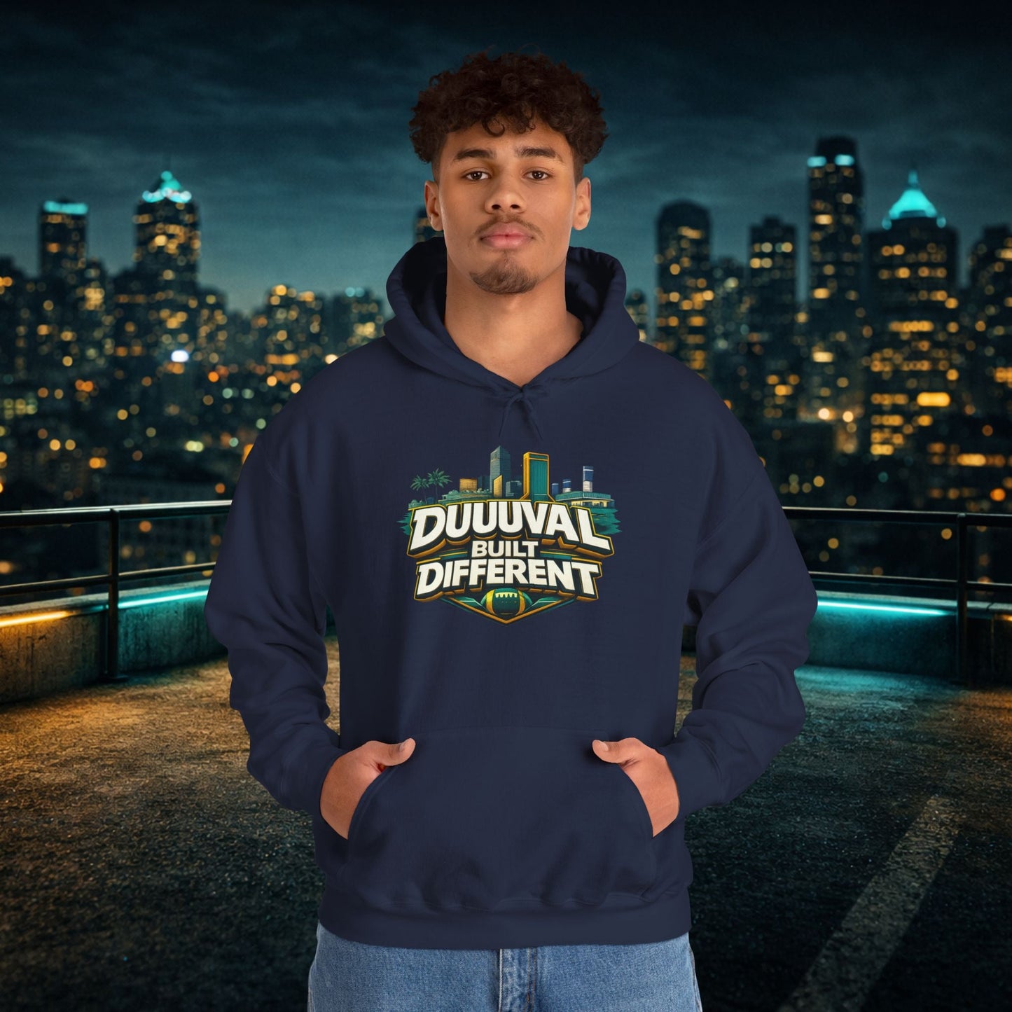 Duuuval Built Different / Defend The Bank Hoodie — Jacksonville Pride Graphic Hoodie Printify