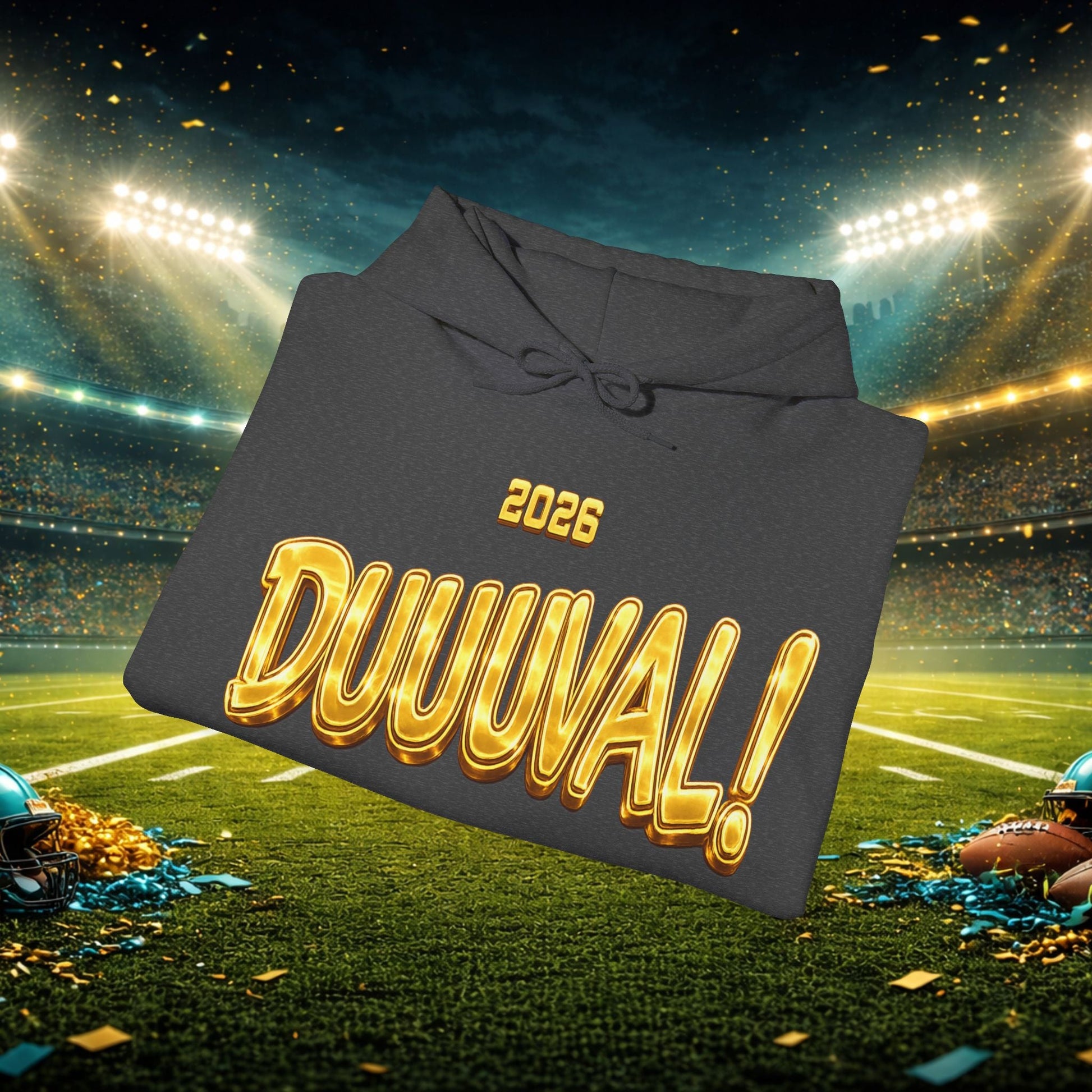 DUUUVAL Football Hoodie – "Locked In, Hunt Every Down" Team Pride Sweatshirt Printify