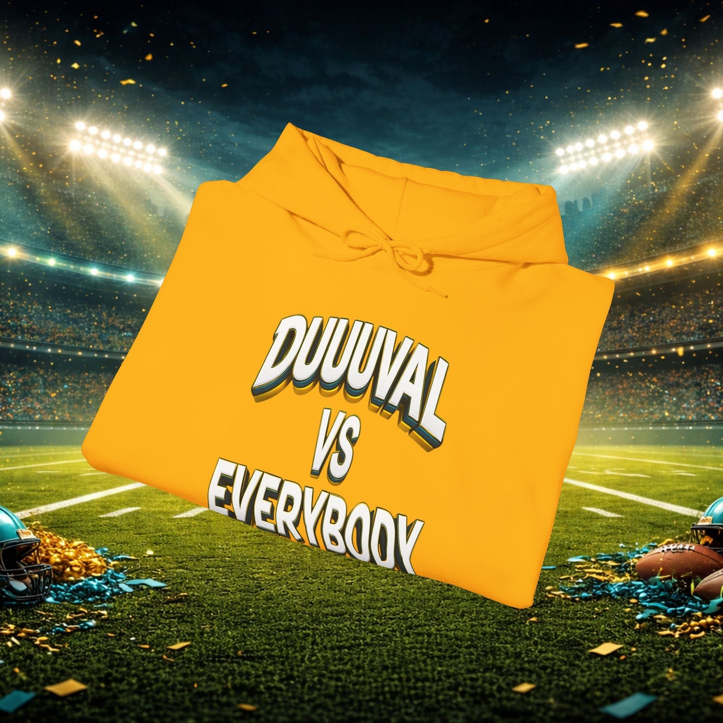 Defend The Bank Hoodie — "DUUUVAL vs EVERYBODY" Jacksonville Streetwear Hoodie Printify