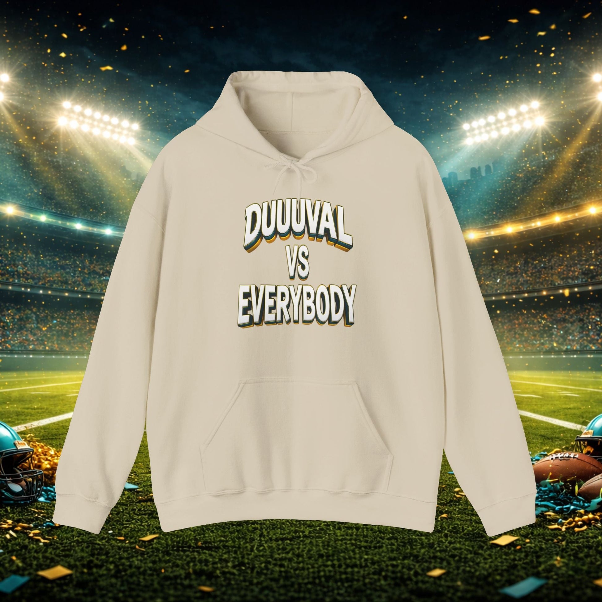 Defend The Bank Hoodie — "DUUUVAL vs EVERYBODY" Jacksonville Streetwear Hoodie Printify