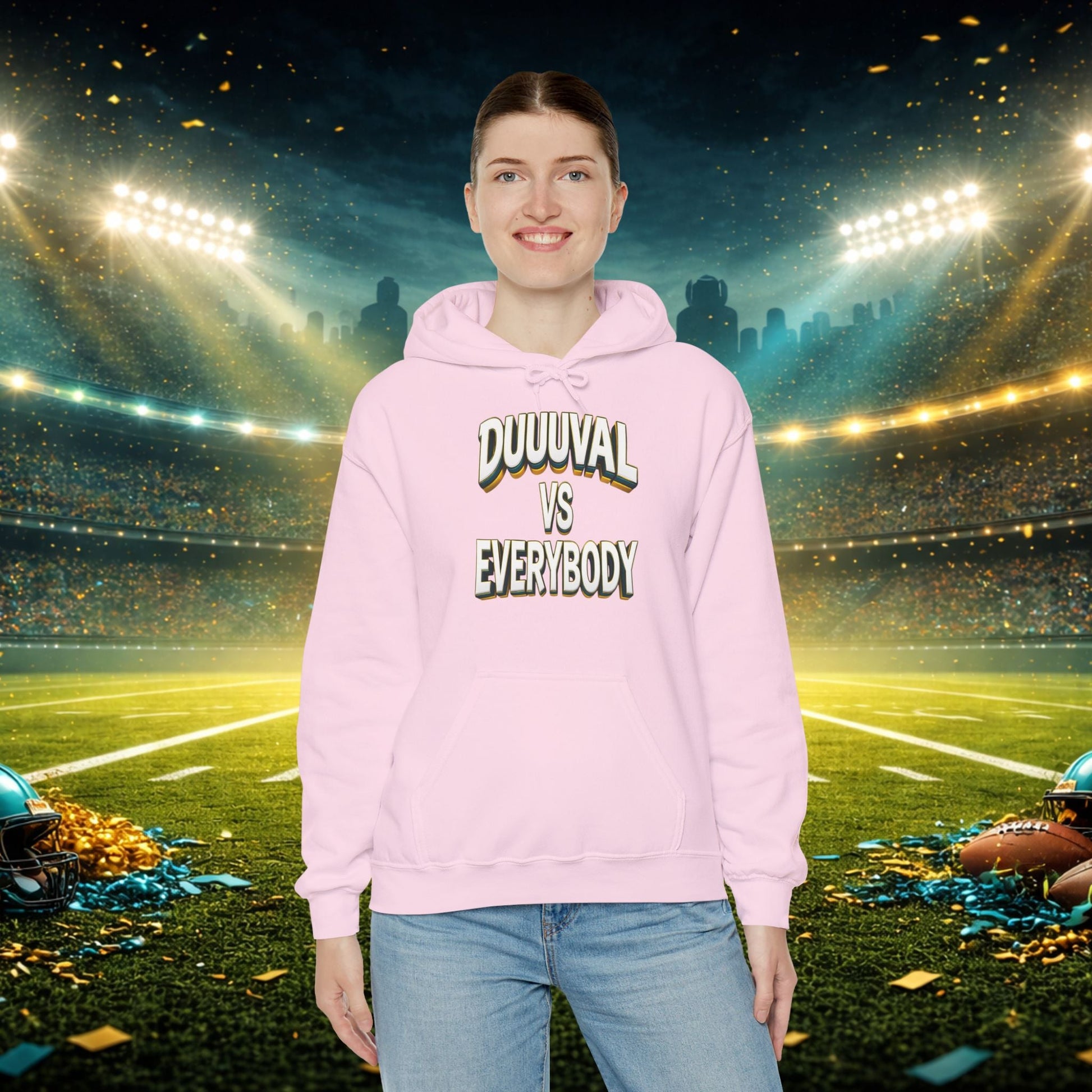Defend The Bank Hoodie — "DUUUVAL vs EVERYBODY" Jacksonville Streetwear Hoodie Printify