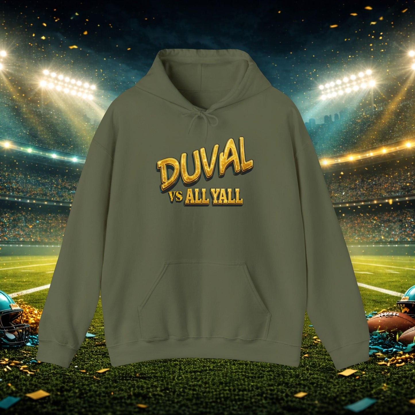 Duval vs All Y’all Hoodie — "Playoff Mode: Locked In" Football Fan Sweatshirt Printify