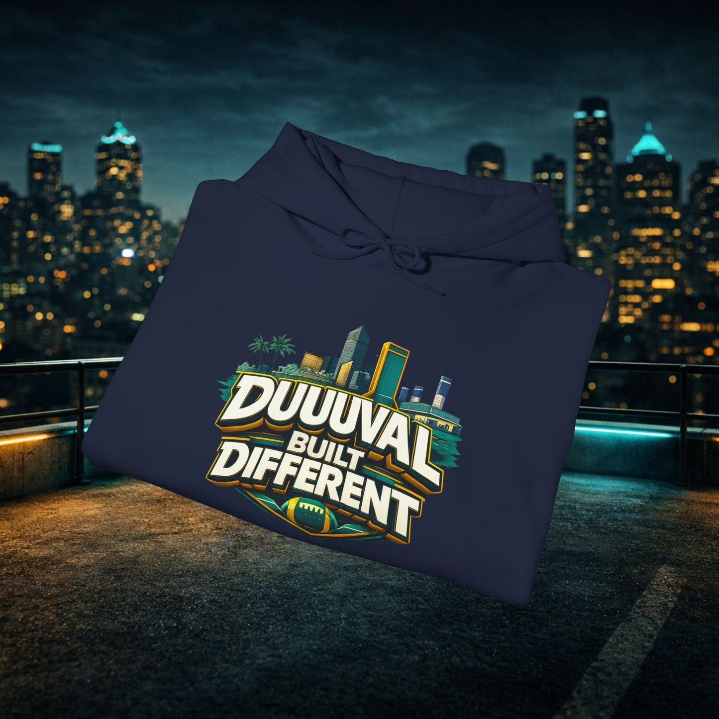 Duuuval Built Different / Defend The Bank Hoodie — Jacksonville Pride Graphic Hoodie Printify
