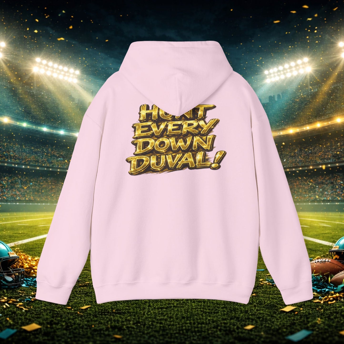 DUUUVAL Football Hoodie – "Locked In, Hunt Every Down" Team Pride Sweatshirt Printify