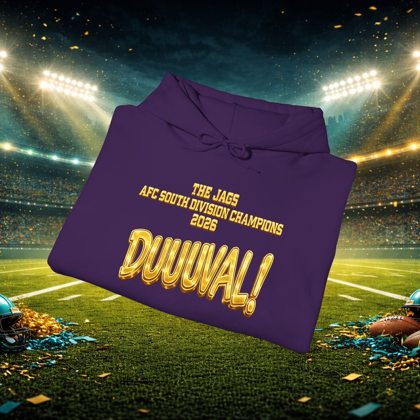 DUUUVAL Football Hoodie – "Locked In, Hunt Every Down" Team Pride Sweatshirt Printify
