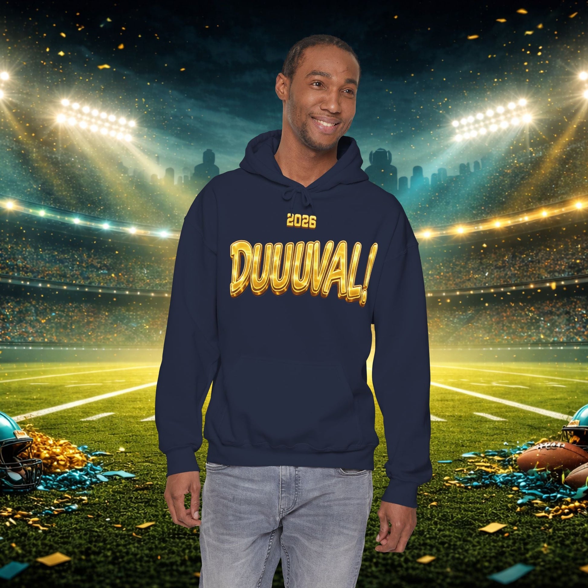 DUUUVAL Football Hoodie – "Locked In, Hunt Every Down" Team Pride Sweatshirt Printify