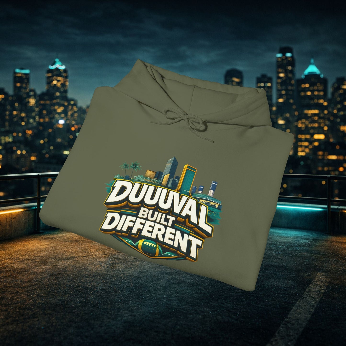 Duuuval Built Different / Defend The Bank Hoodie — Jacksonville Pride Graphic Hoodie Printify