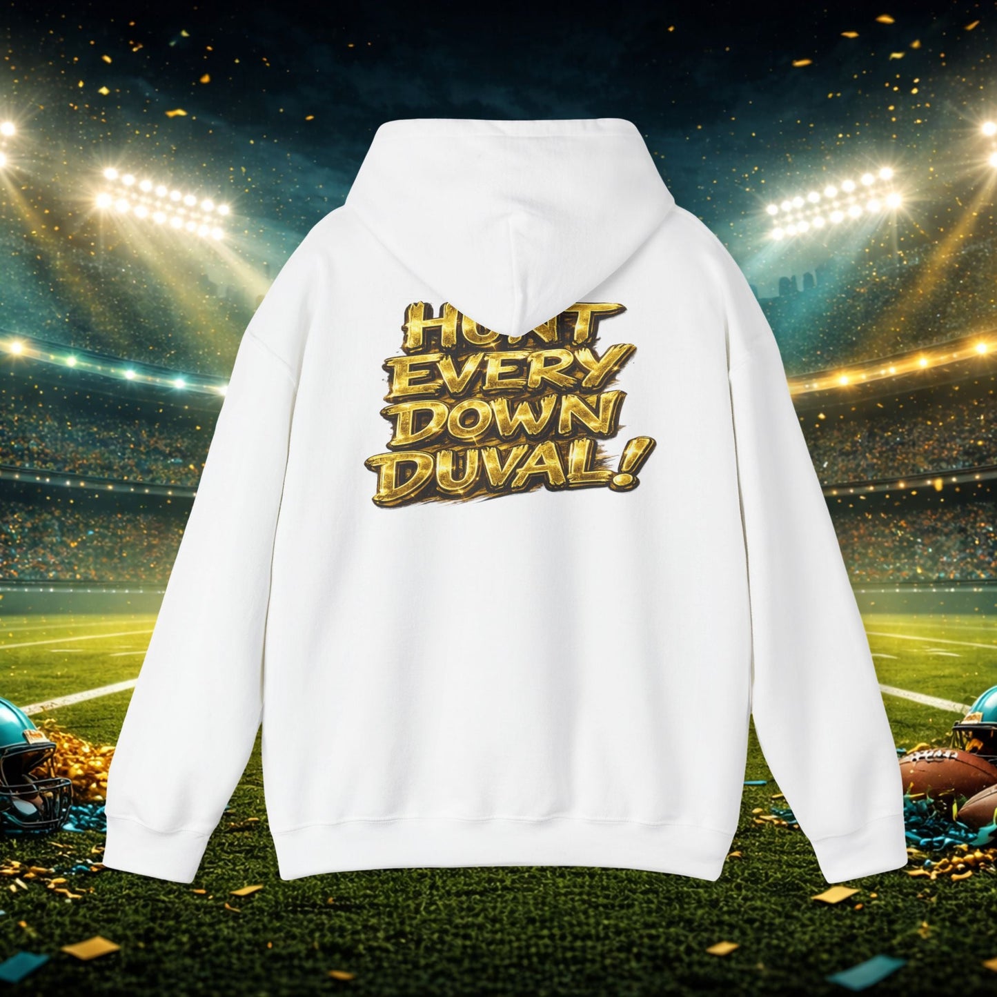 DUUUVAL Football Hoodie – "Locked In, Hunt Every Down" Team Pride Sweatshirt Printify