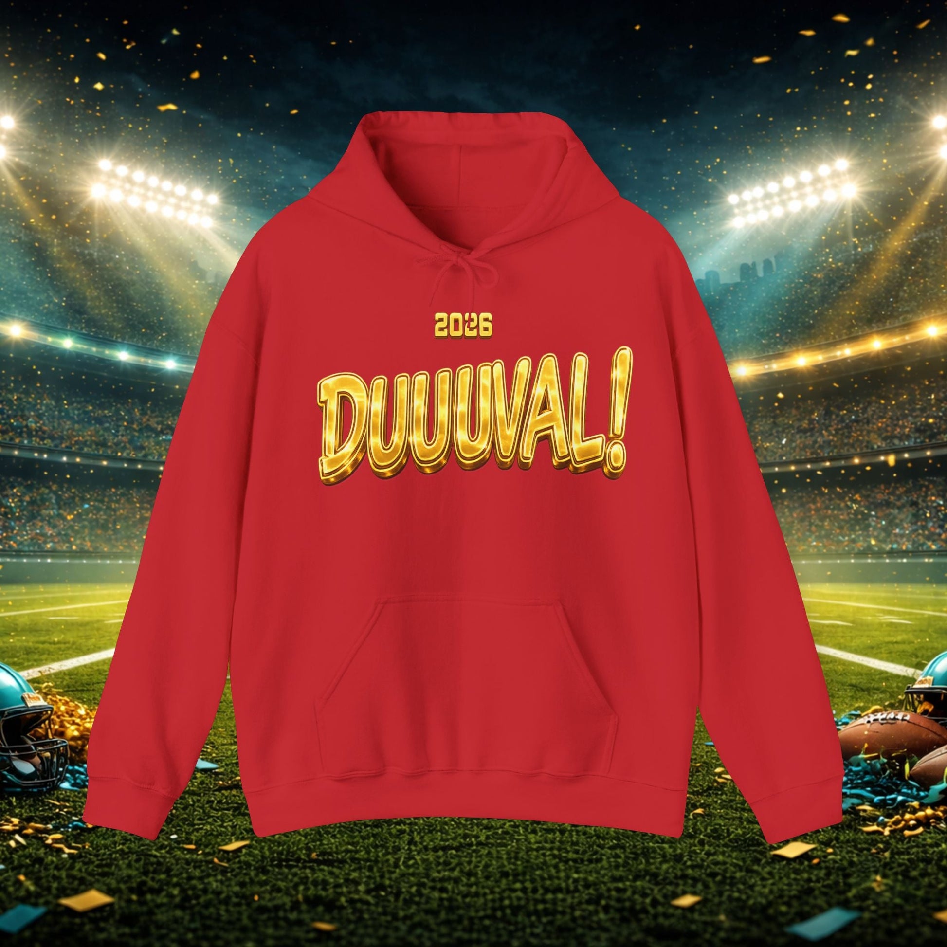 DUUUVAL Football Hoodie – "Locked In, Hunt Every Down" Team Pride Sweatshirt Printify