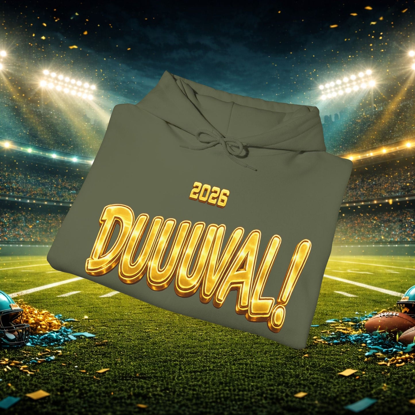 DUUUVAL Football Hoodie – "Locked In, Hunt Every Down" Team Pride Sweatshirt Printify