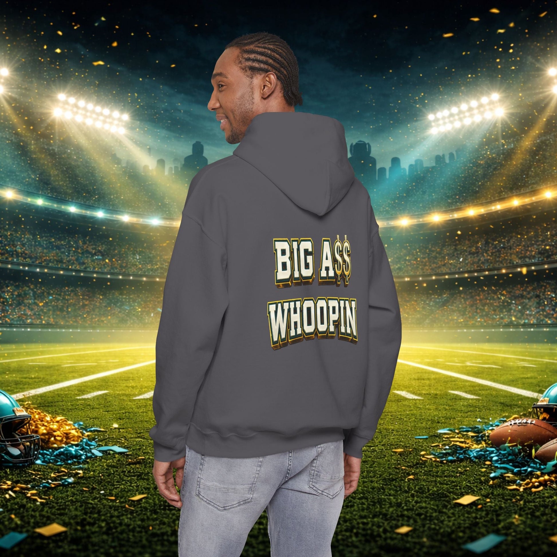 Big A Whoopin Hoodie — "Just a Small Market Team" Football Fan Sweatshirt Printify