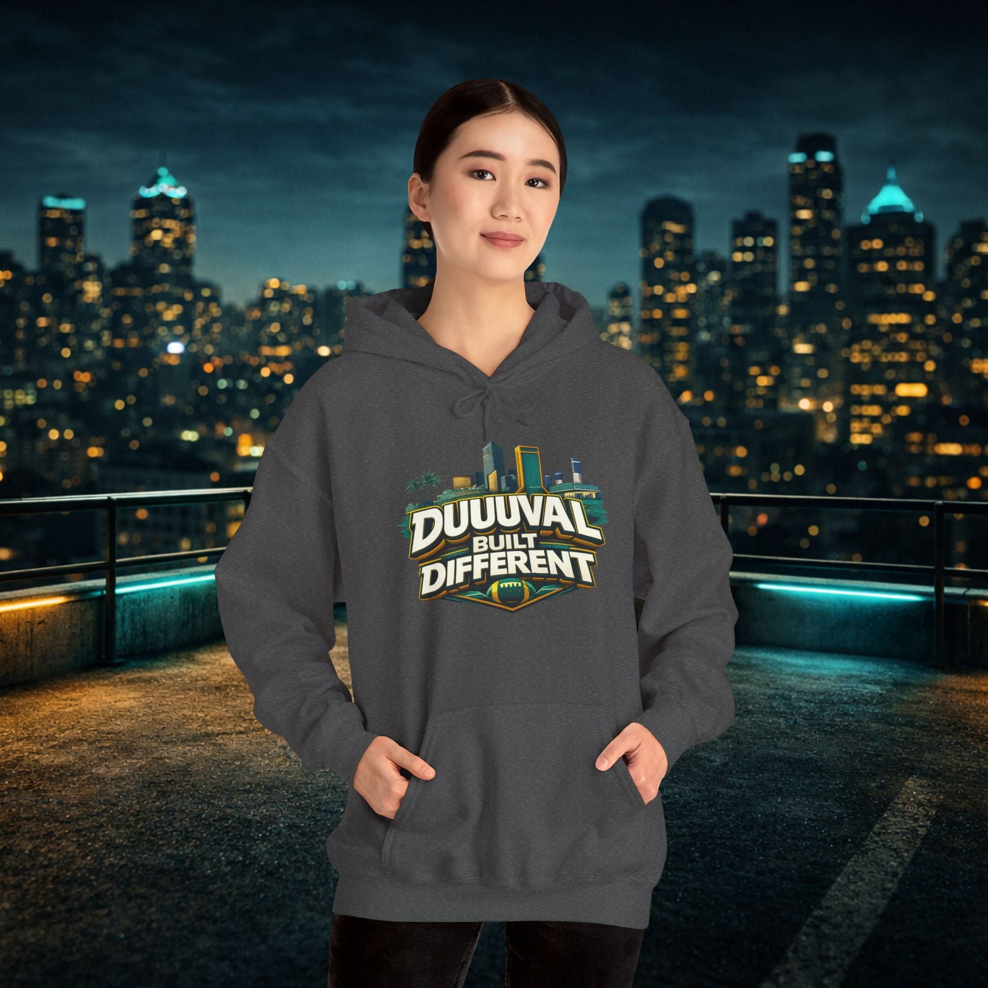 Duuuval Built Different / Defend The Bank Hoodie — Jacksonville Pride Graphic Hoodie Printify